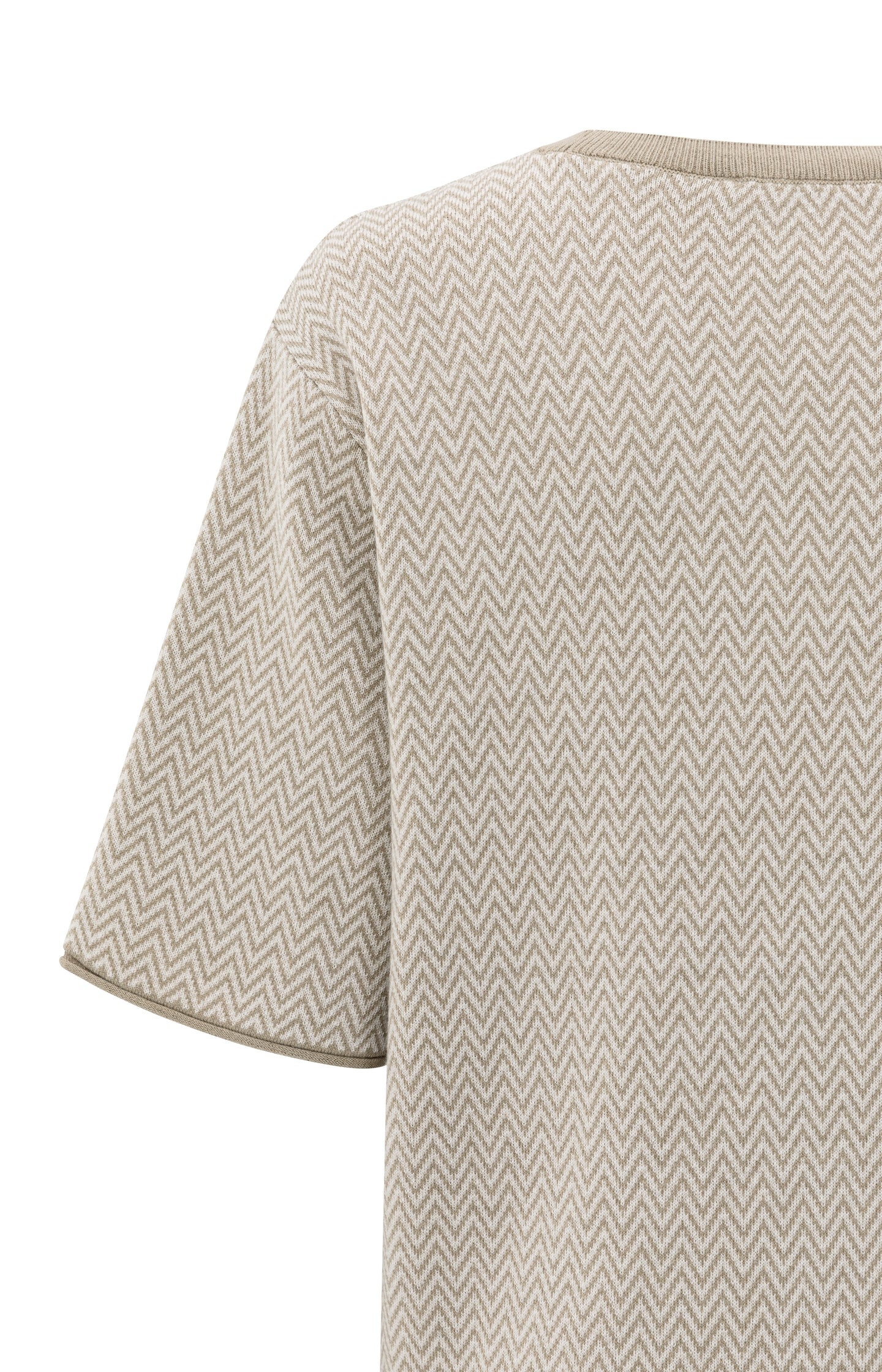 Jacquard T-shirt with zigzag pattern and short sleeves