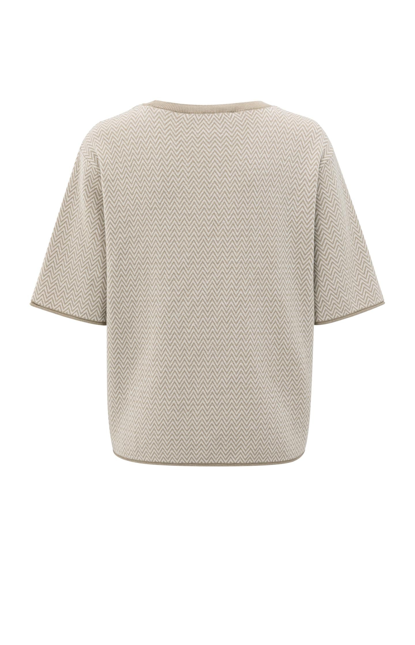 Jacquard T-shirt with zigzag pattern and short sleeves