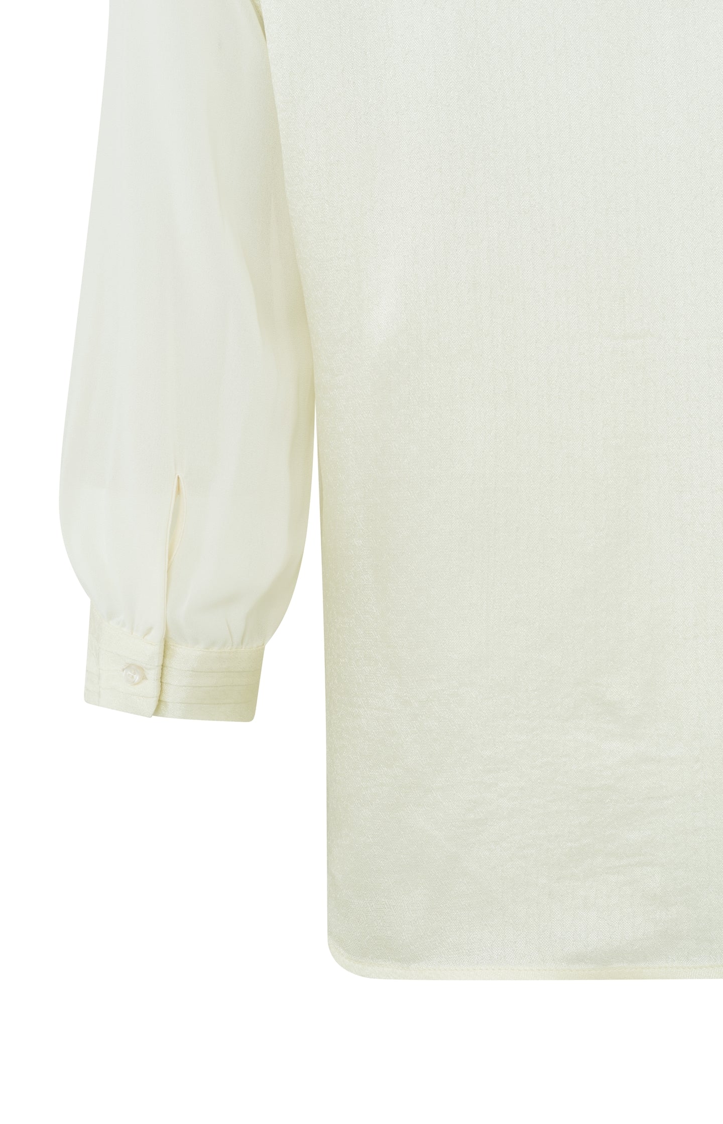 Jacquard top with round neck, 3/4 sleeves and seam detail - Ivory White