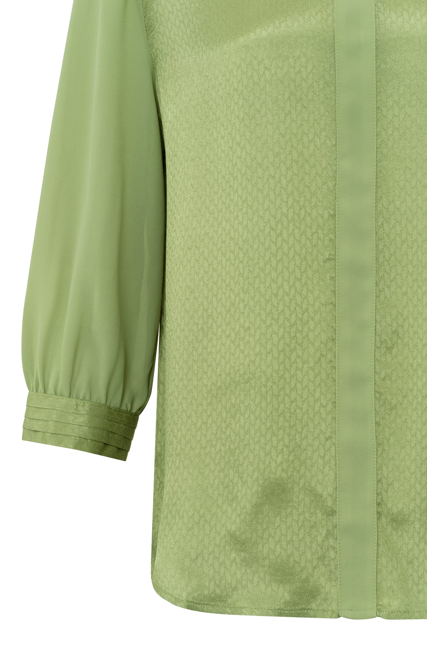 Jacquard top with round neck, 3/4 sleeves and seam detail - Sage Green