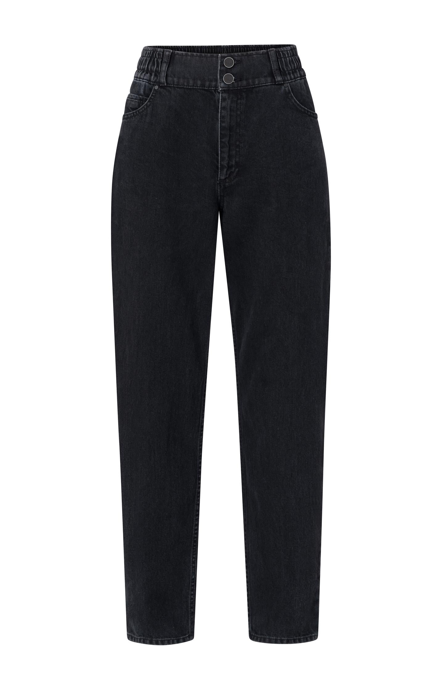 Jeans with high waist, pockets and elastic waistband - Type: product