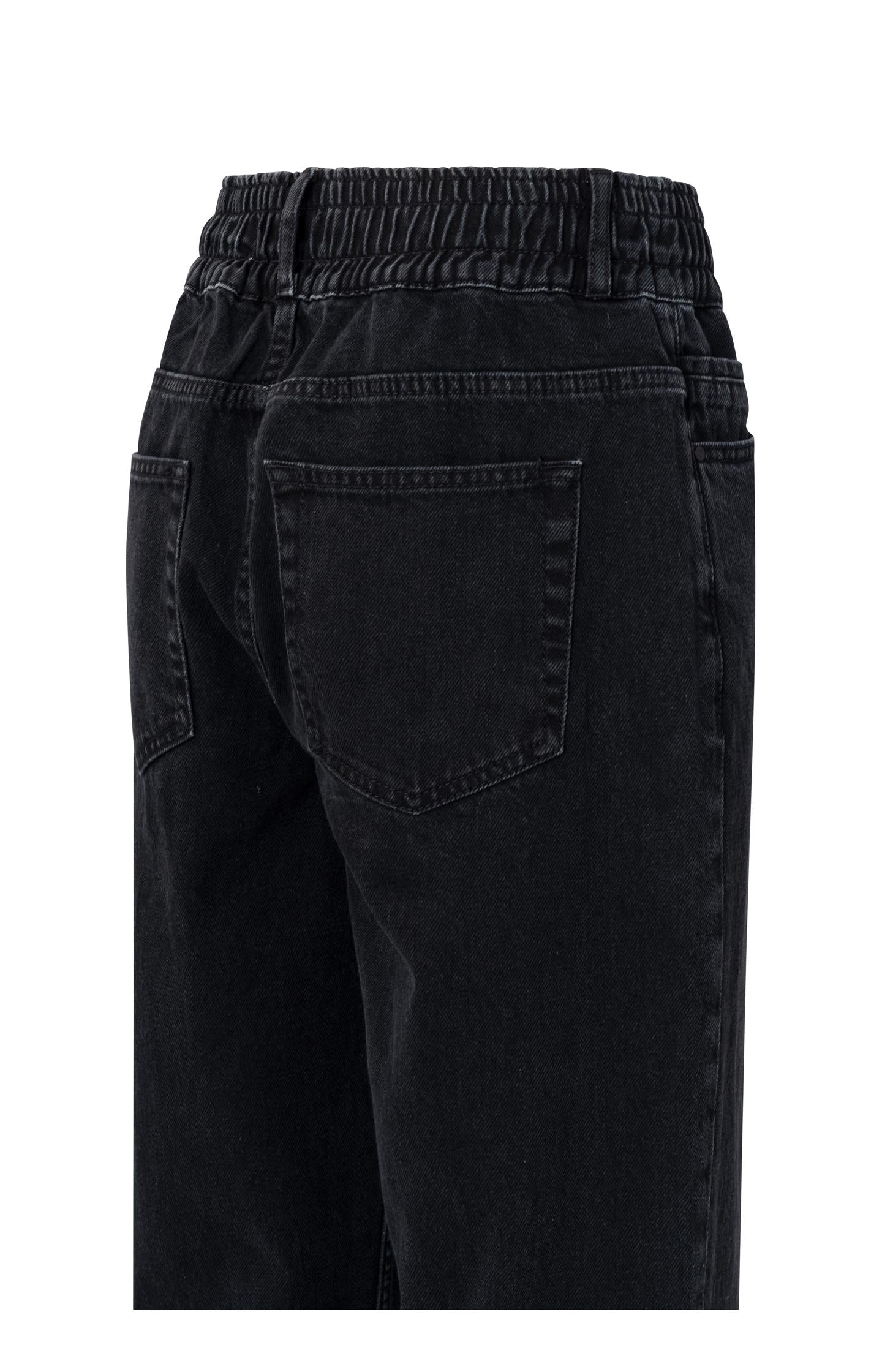 Jeans with high waist, pockets and elastic waistband