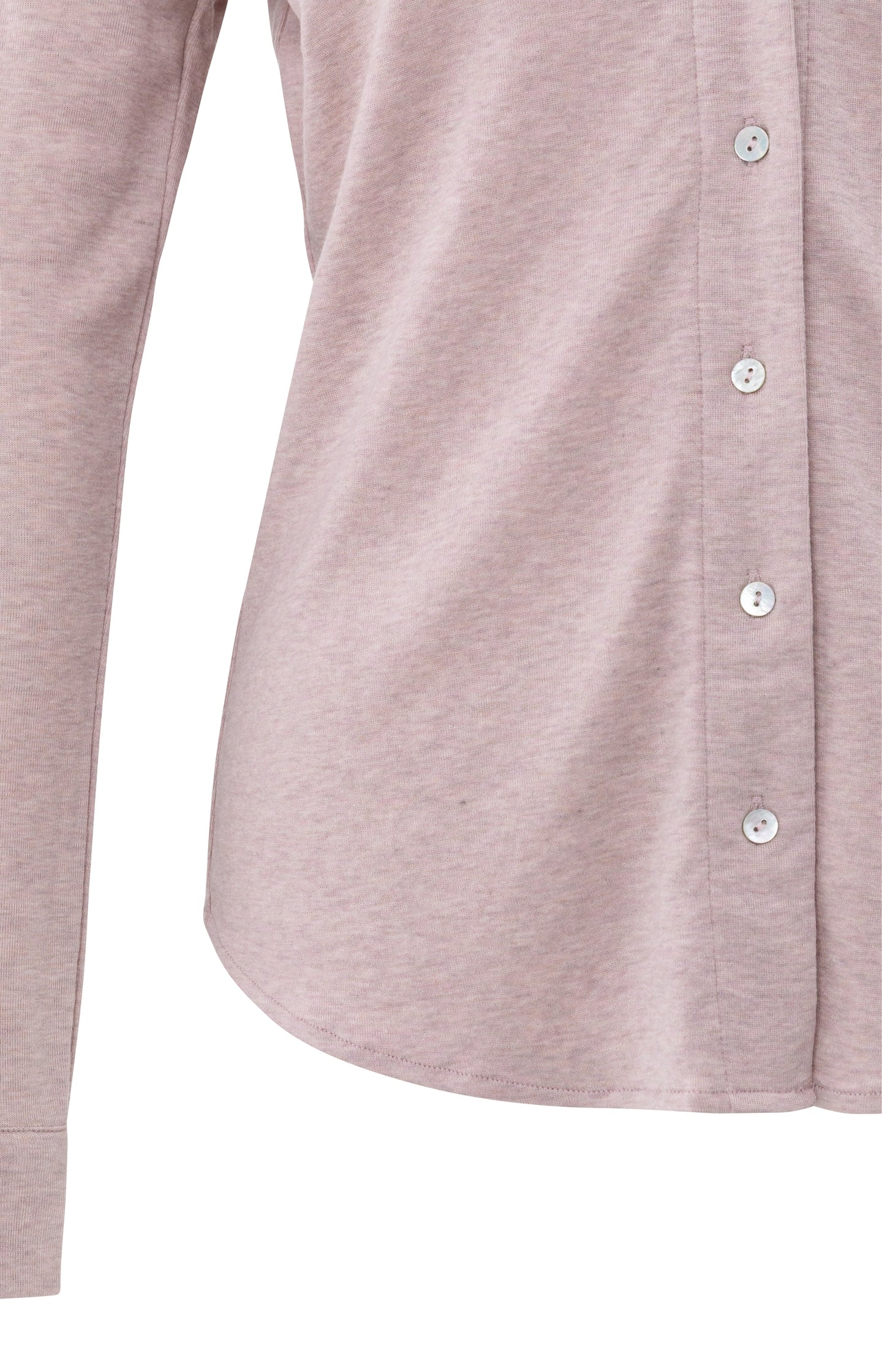 Jersey blouse in melange fabric with V-neck and buttons