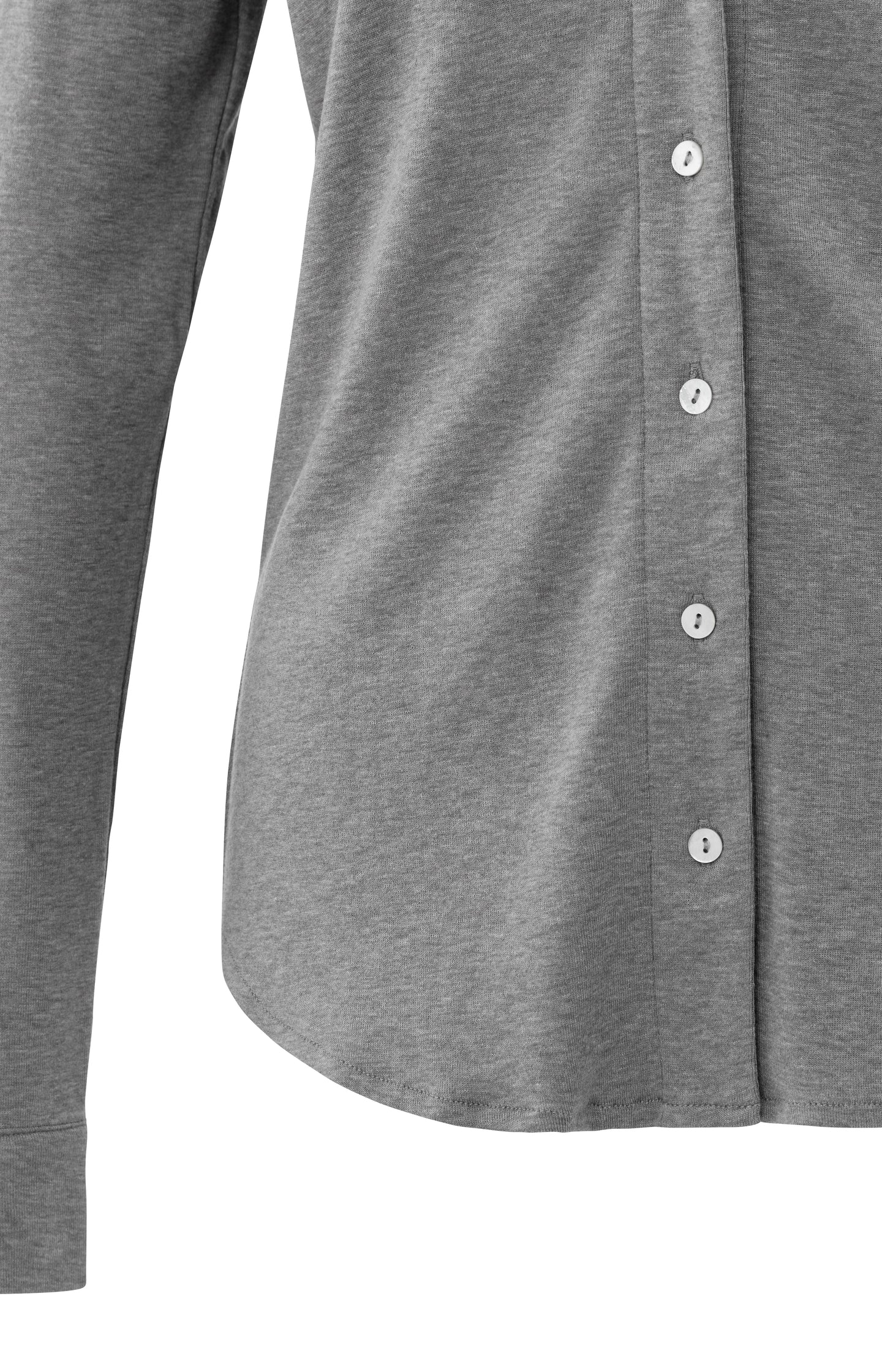 Jersey blouse in melange fabric with V-neck and buttons
