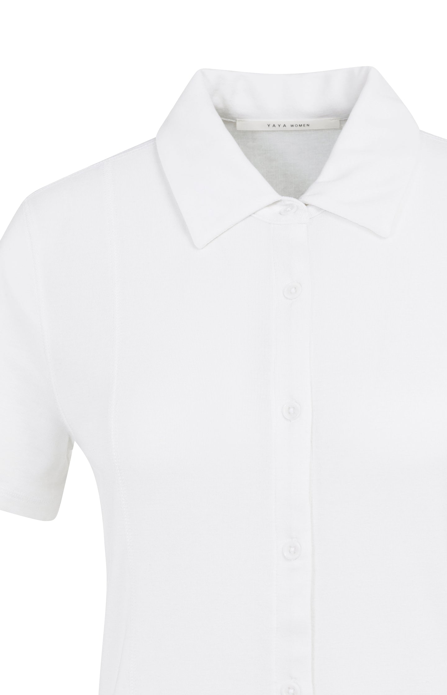 Jersey blouse with stitched details and short sleeves