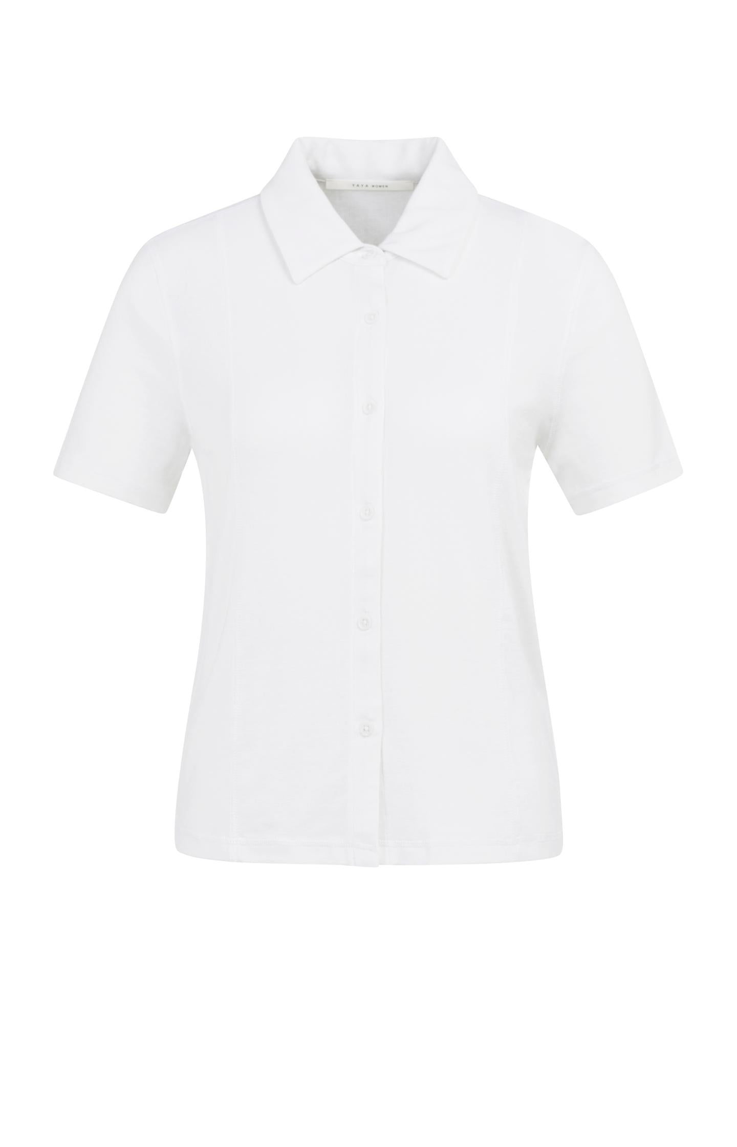 Jersey blouse with stitched details and short sleeves