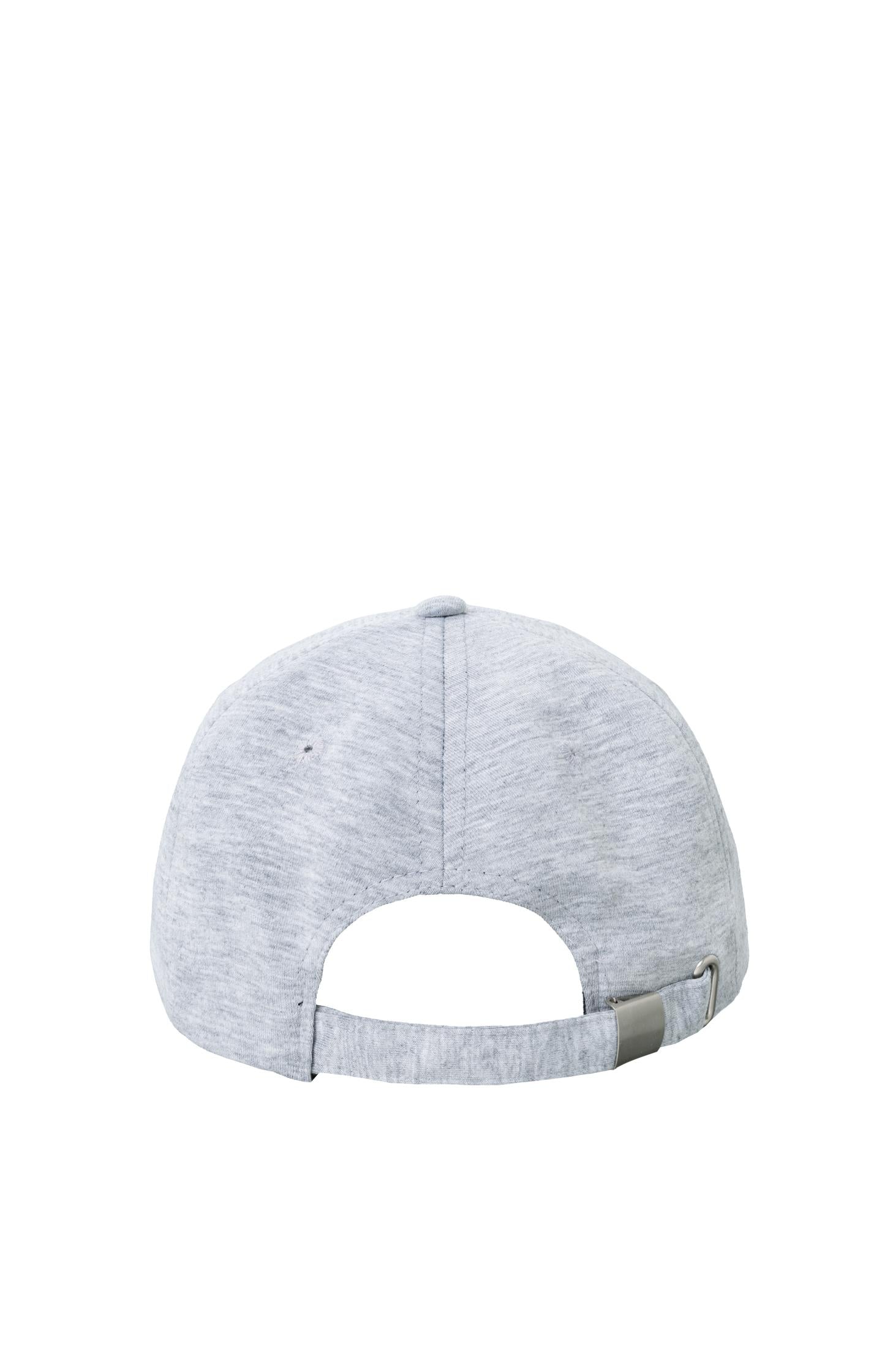 Jersey cap with curved brim and adjustable strap