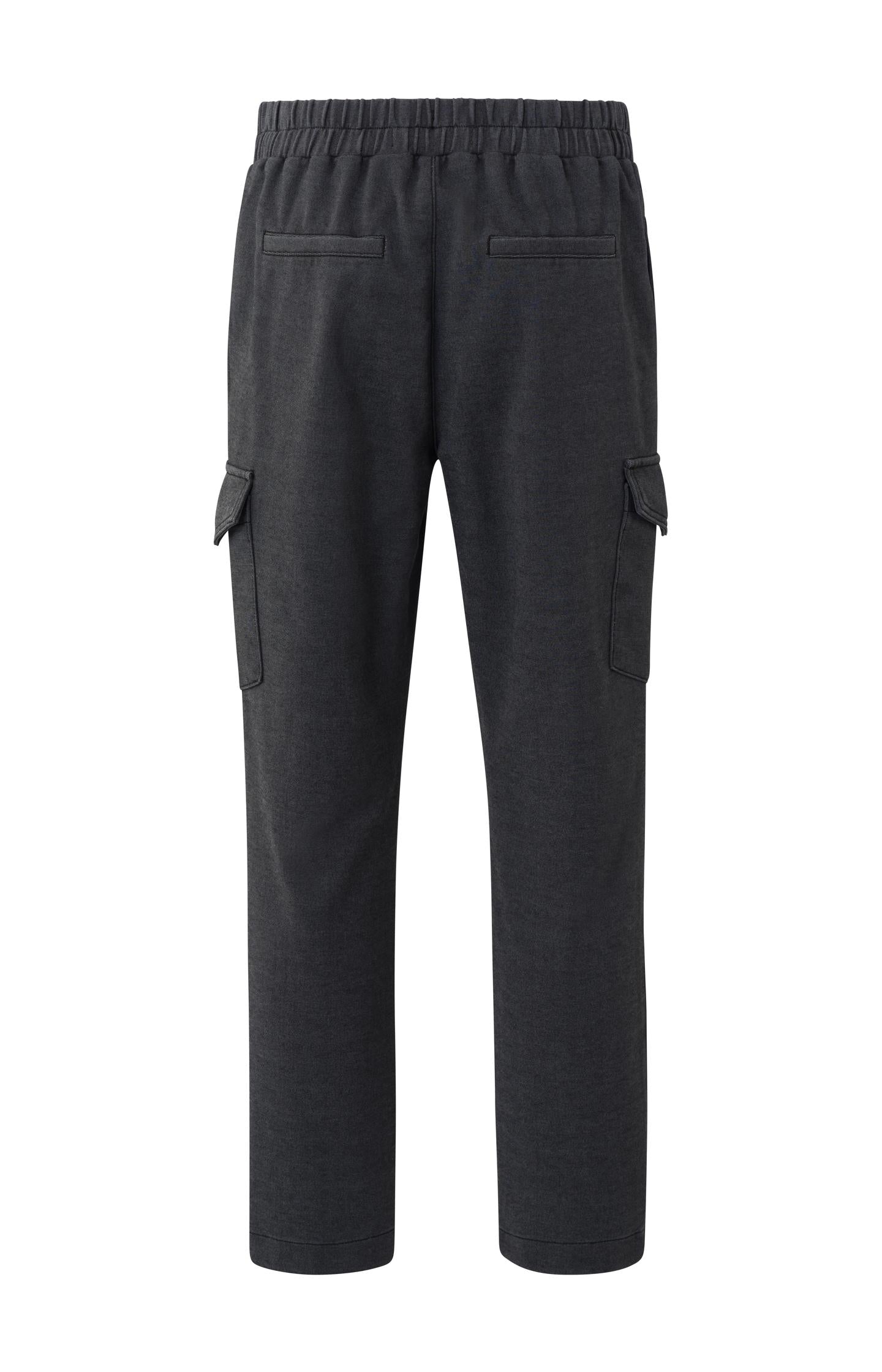 Jersey cargo trousers with drawstring and elastic waist