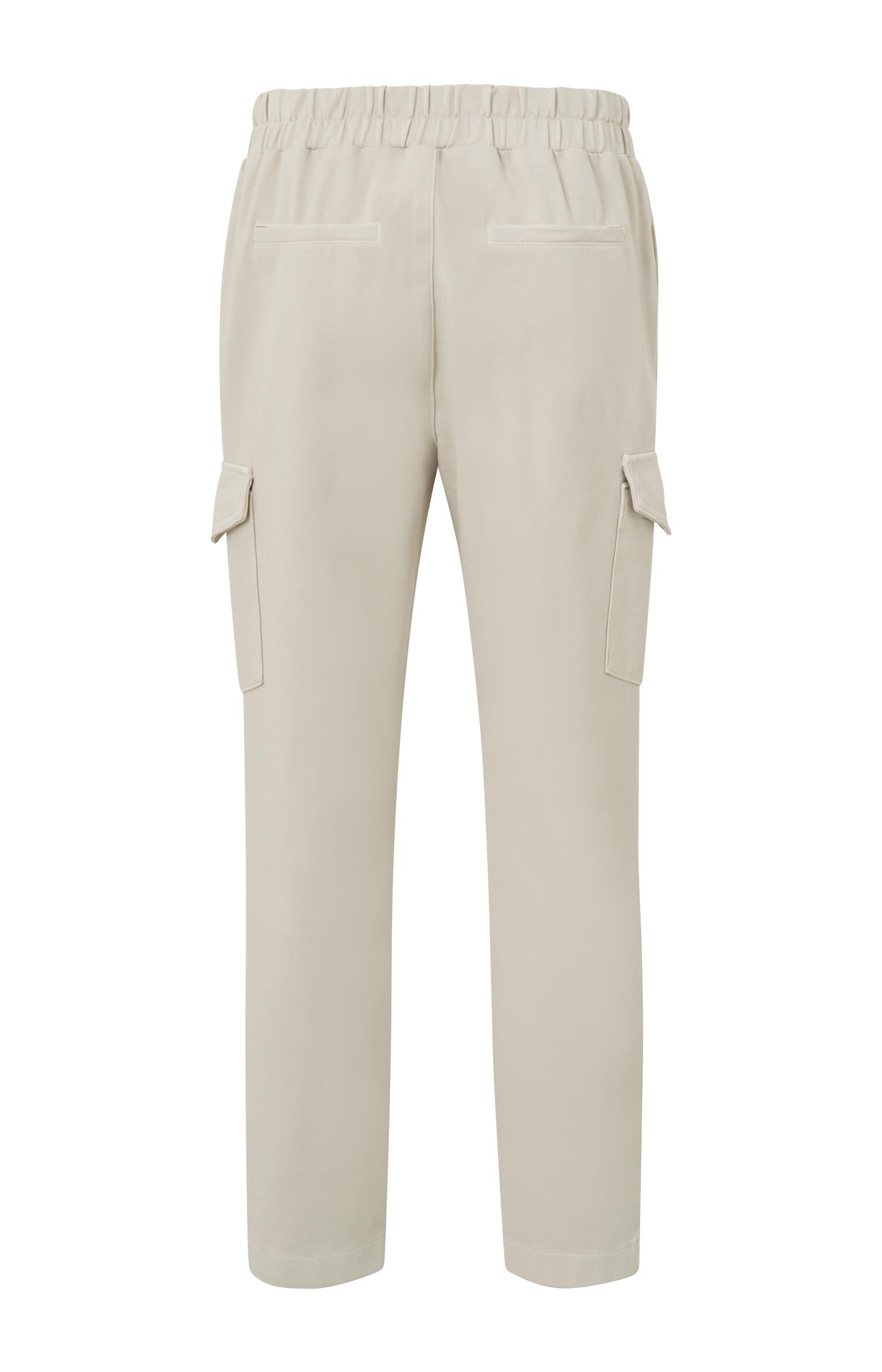 Jersey cargo trousers with drawstring and elastic waist