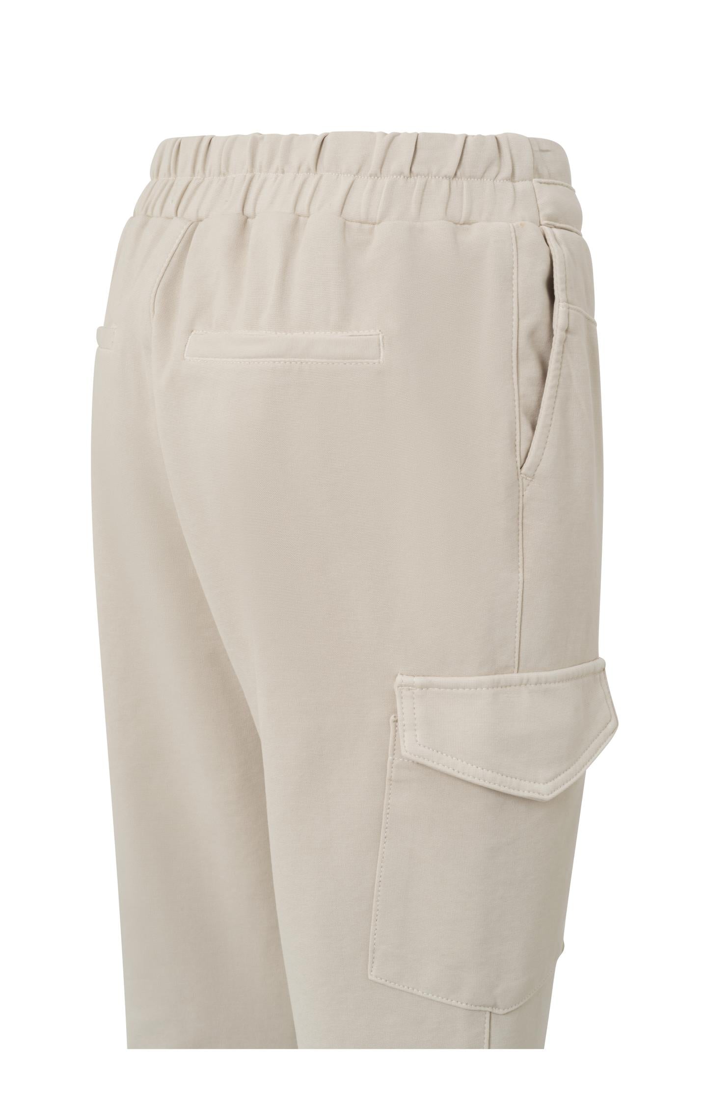 Jersey cargo trousers with drawstring and elastic waist