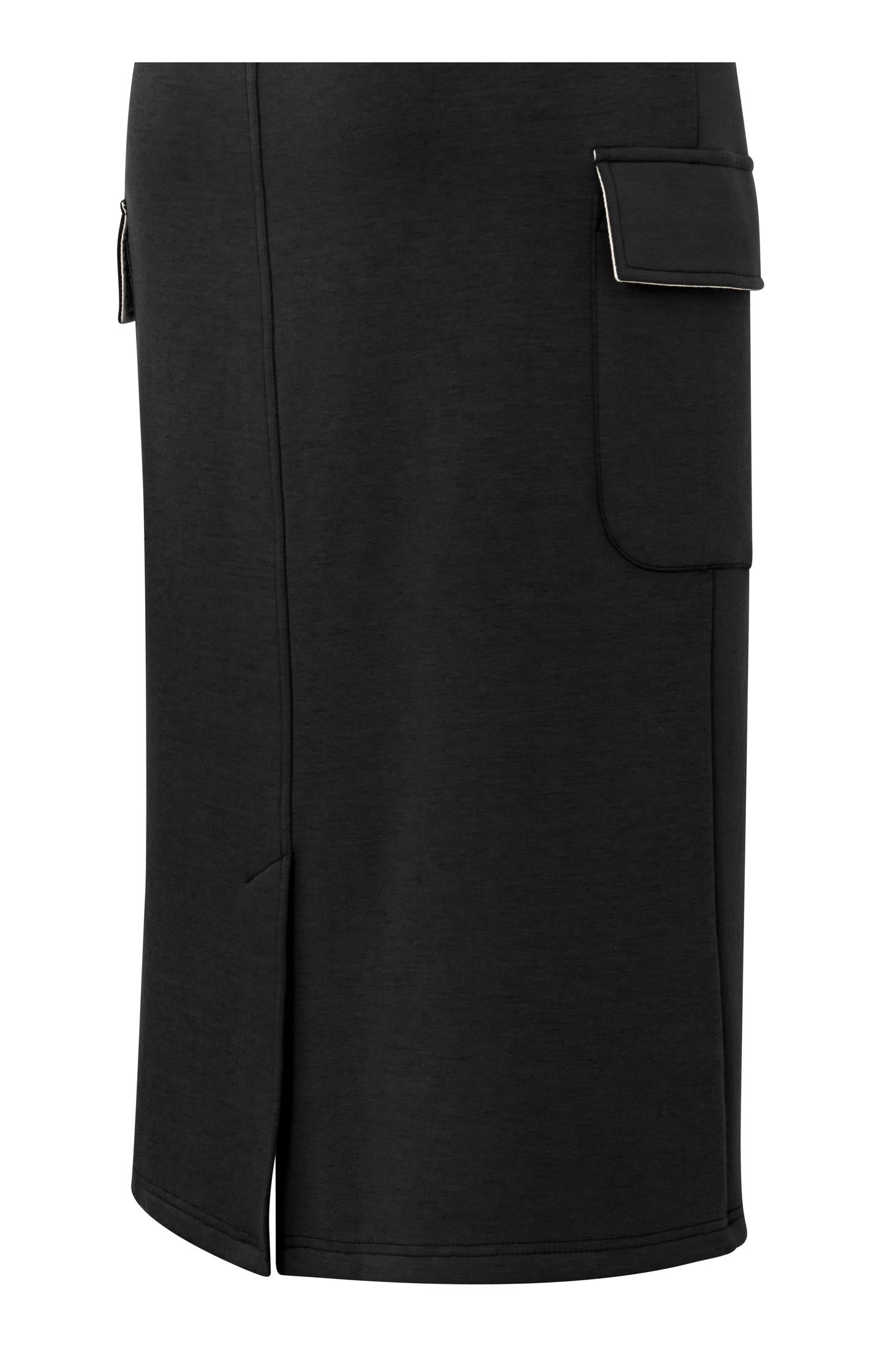 Jersey midi cargo skirt with elastic waistband