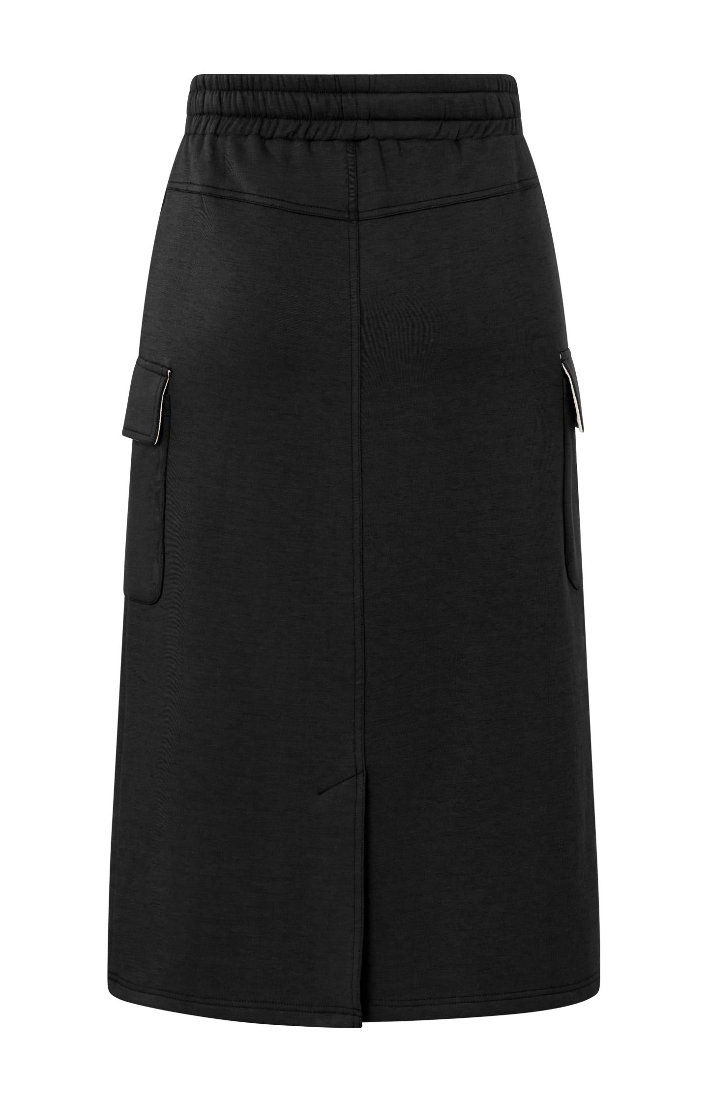 Jersey midi cargo skirt with elastic waistband