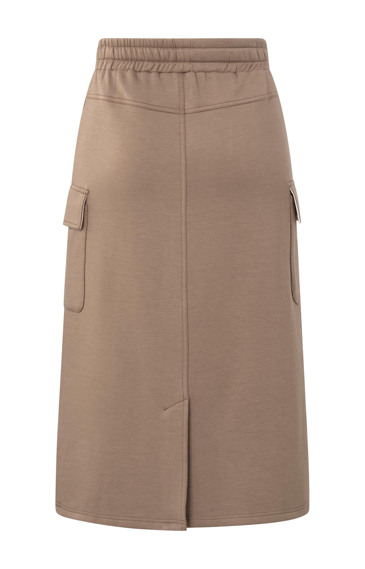 Jersey midi cargo skirt with elastic waistband