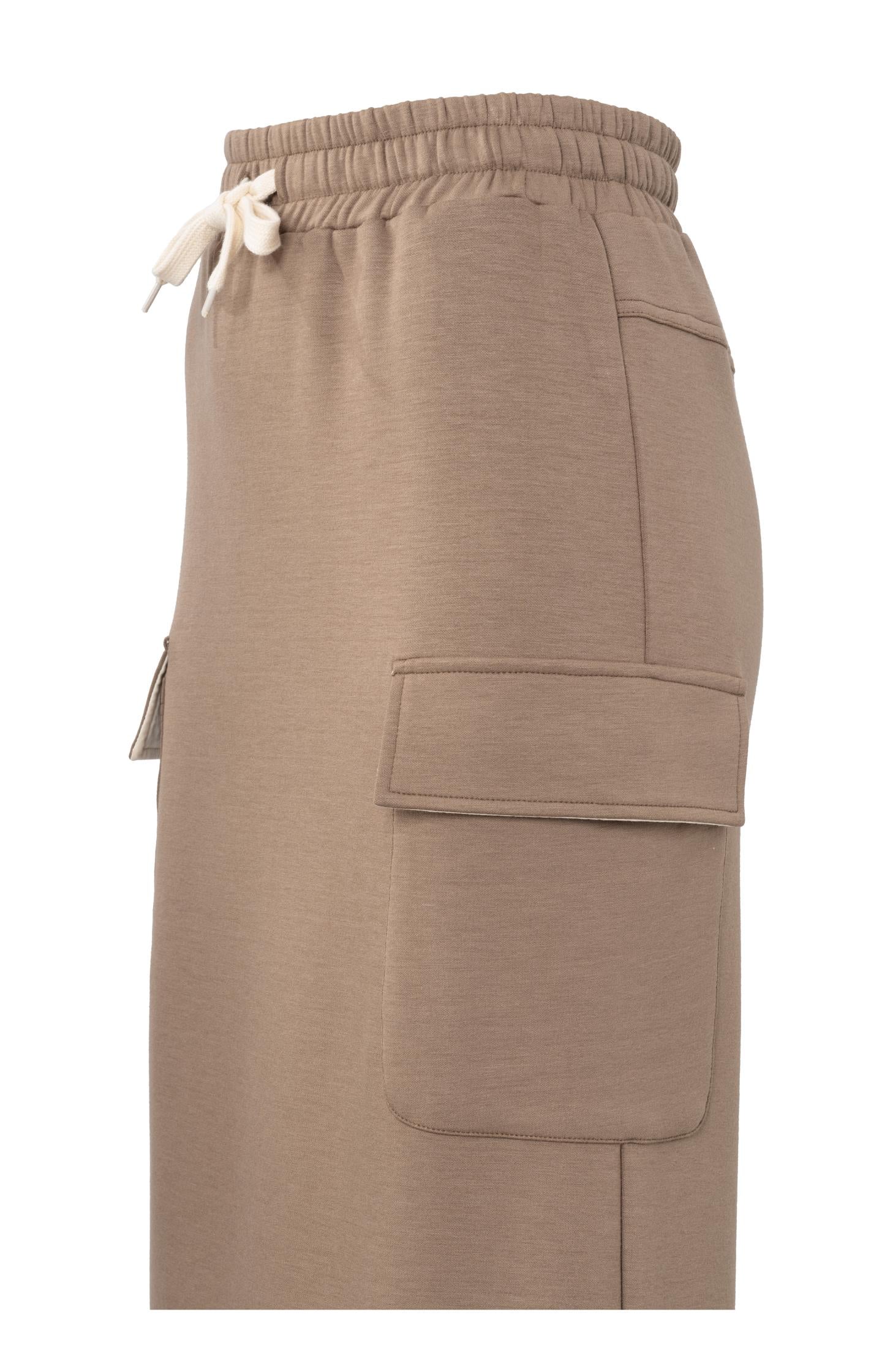 Jersey midi cargo skirt with elastic waistband