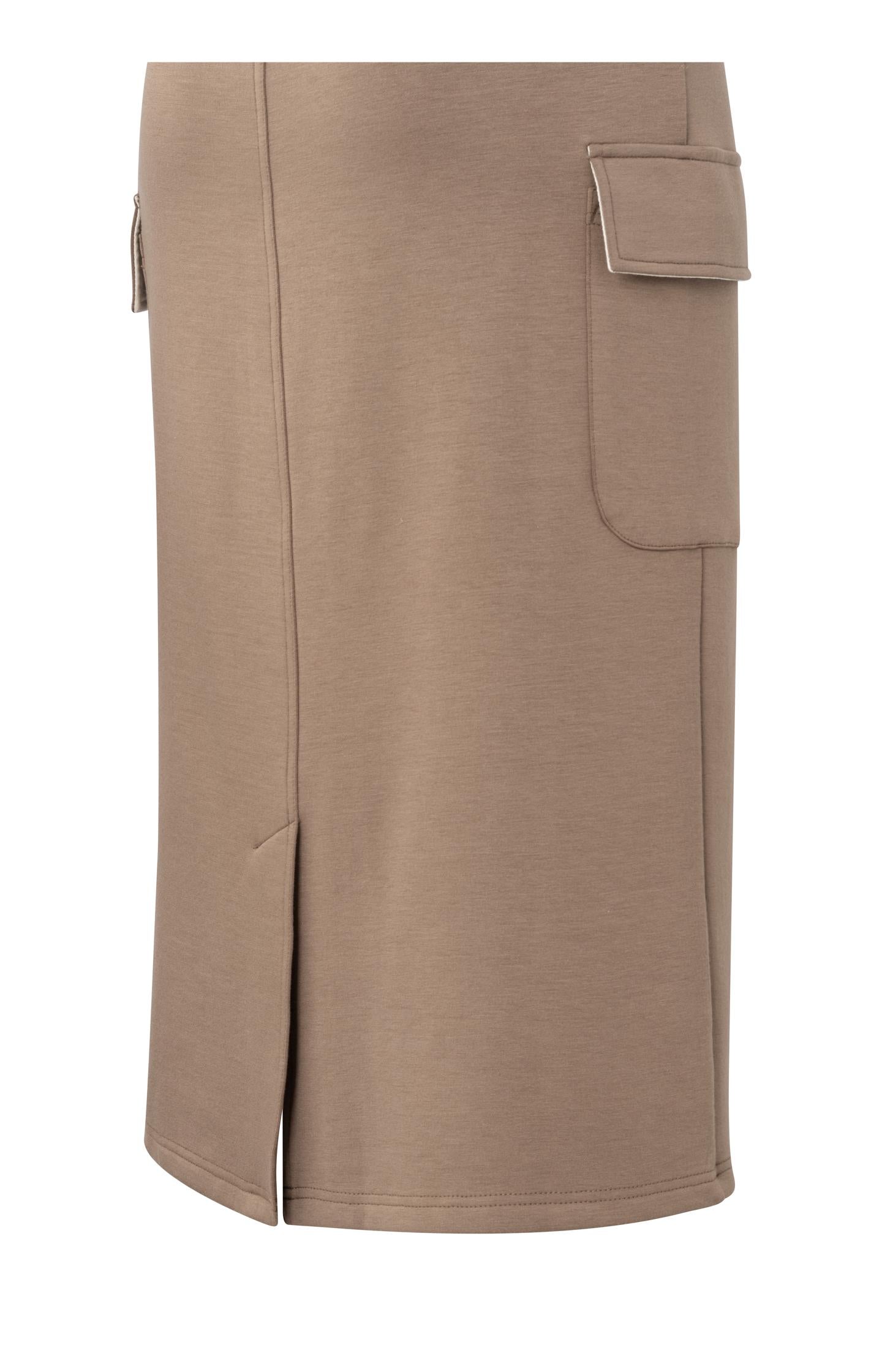 Jersey midi cargo skirt with elastic waistband