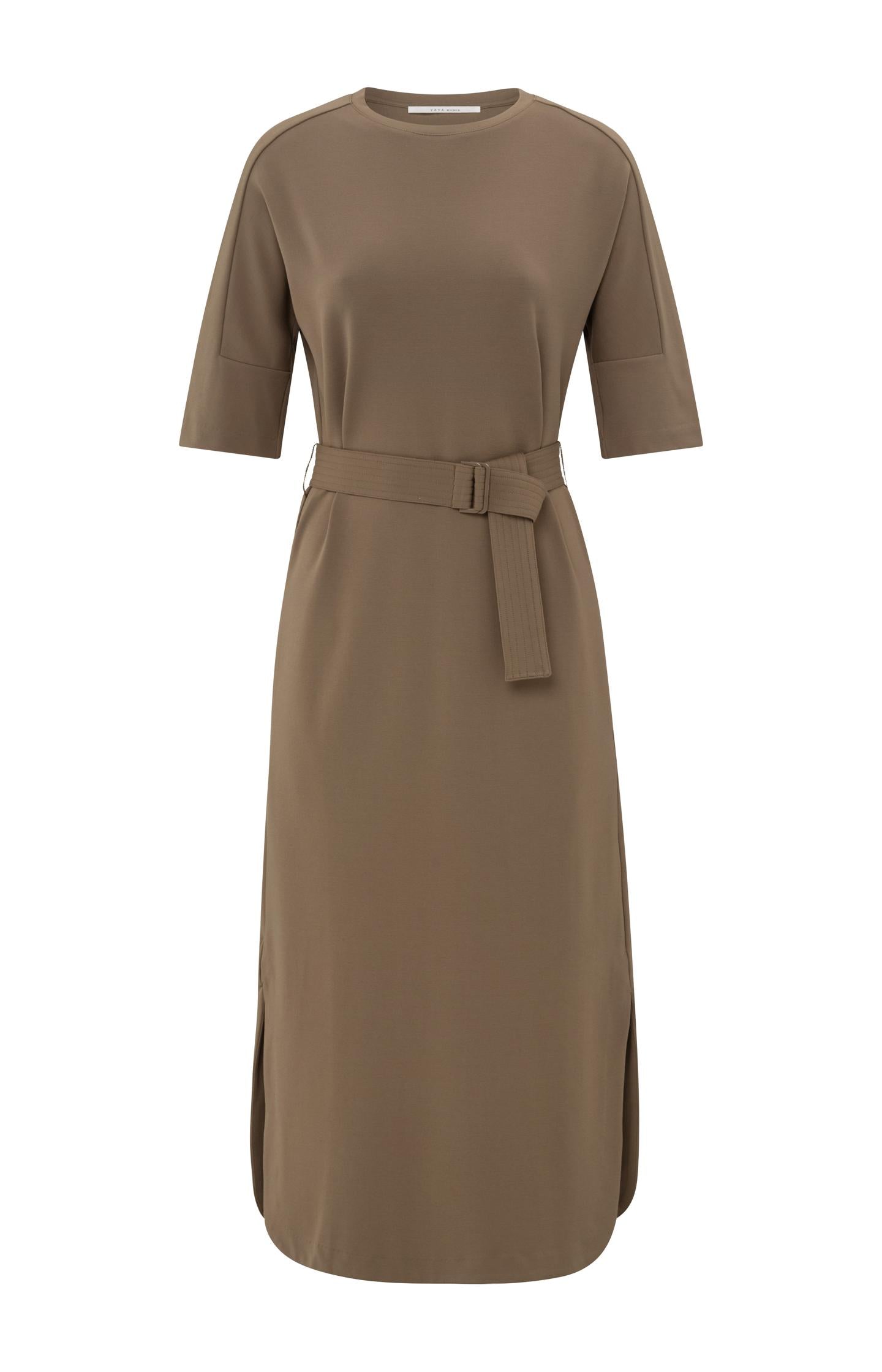 Jersey midi dress with belt and regular fit - Type: product