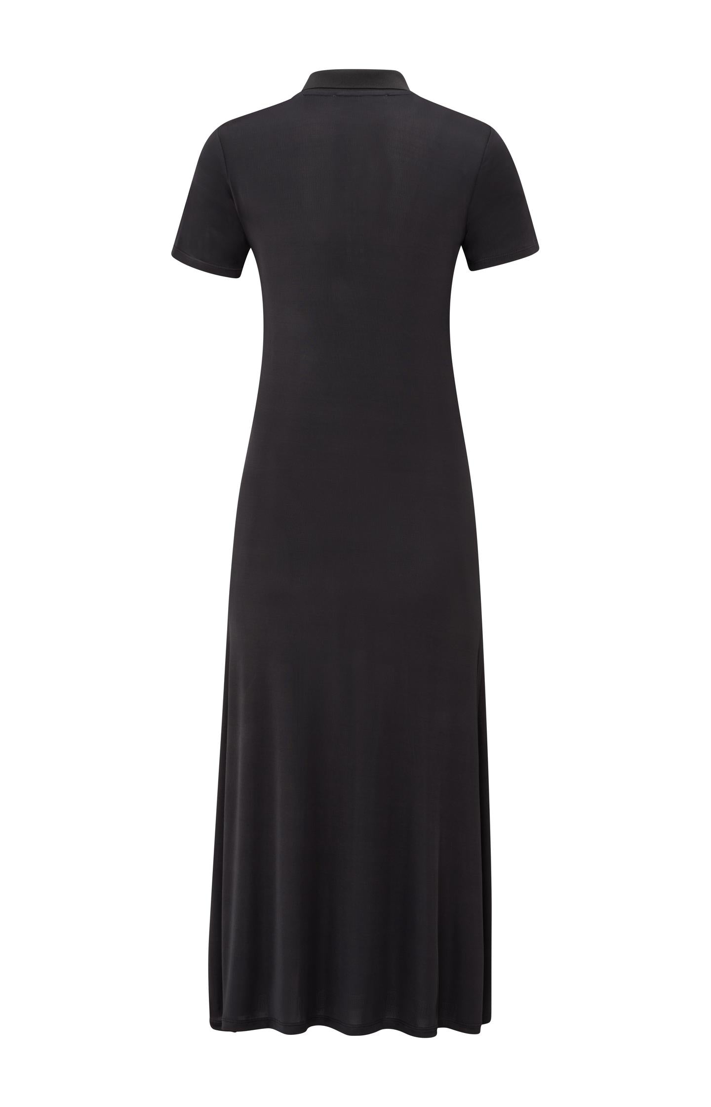 Jersey midi dress with polo collar and zipper