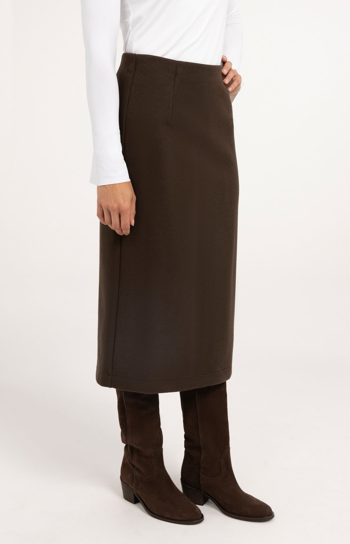 Jersey midi skirt with brushed fabric