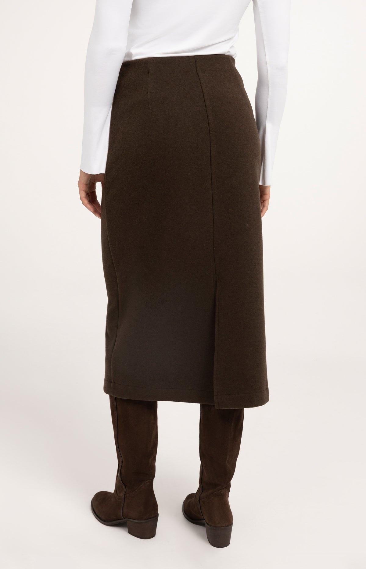 Jersey midi skirt with brushed fabric - Delicioso Brown