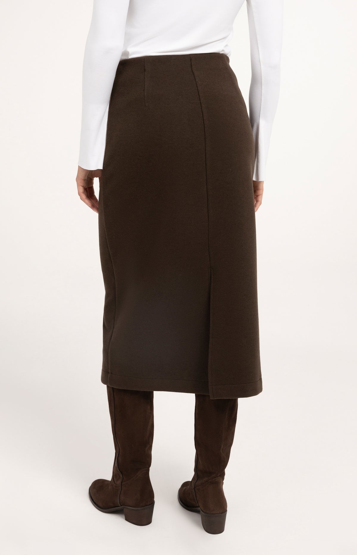 Jersey-Midirock aus gebürstetem Stoff - Delicioso Brown