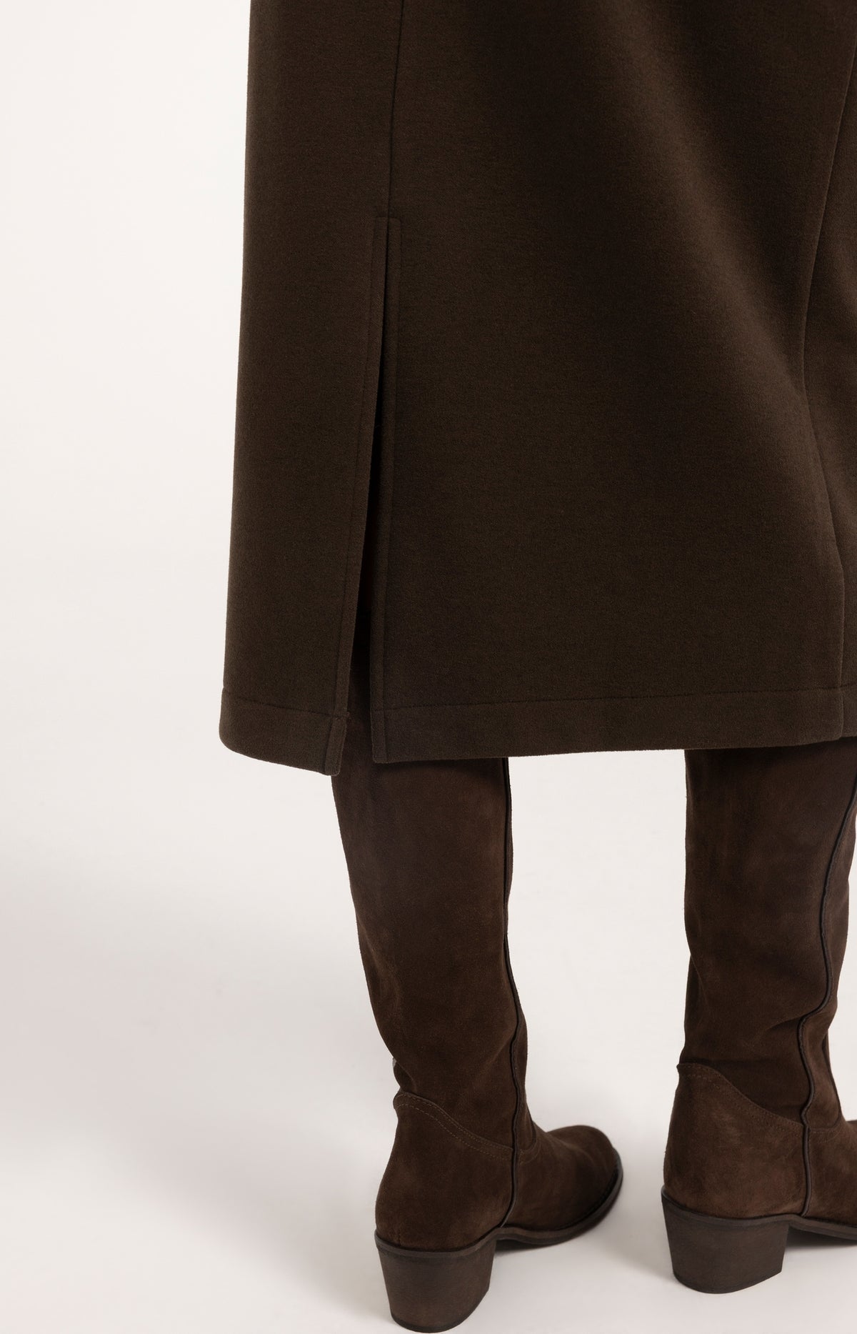 Jersey midi skirt with brushed fabric - Delicioso Brown