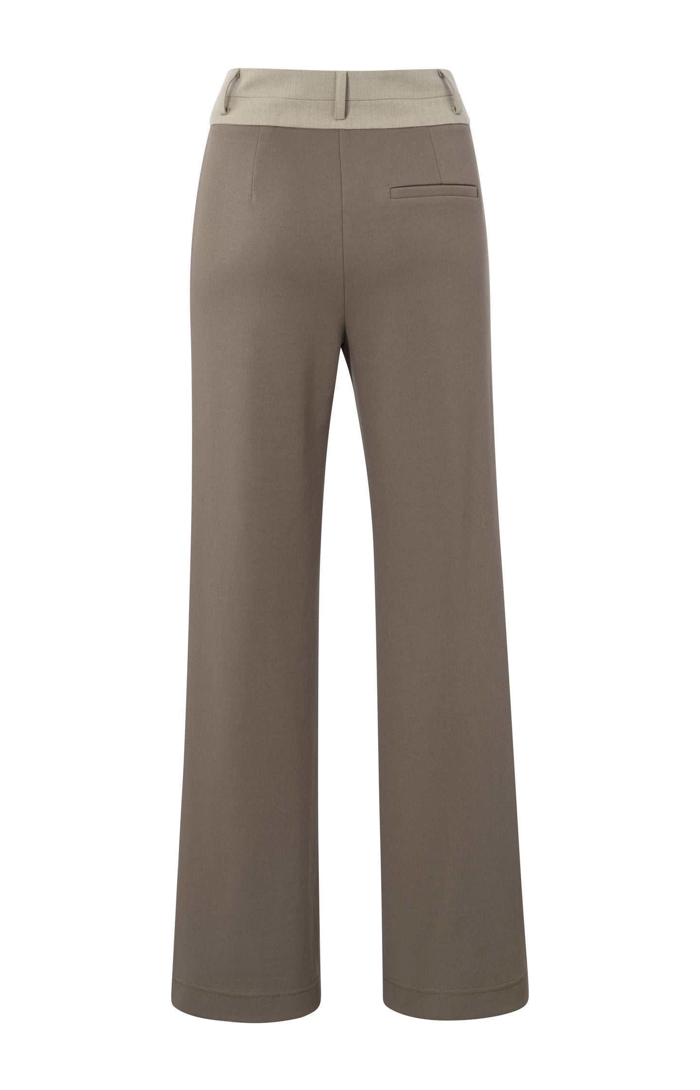 Jersey pants with wide legs, waistband and pockets