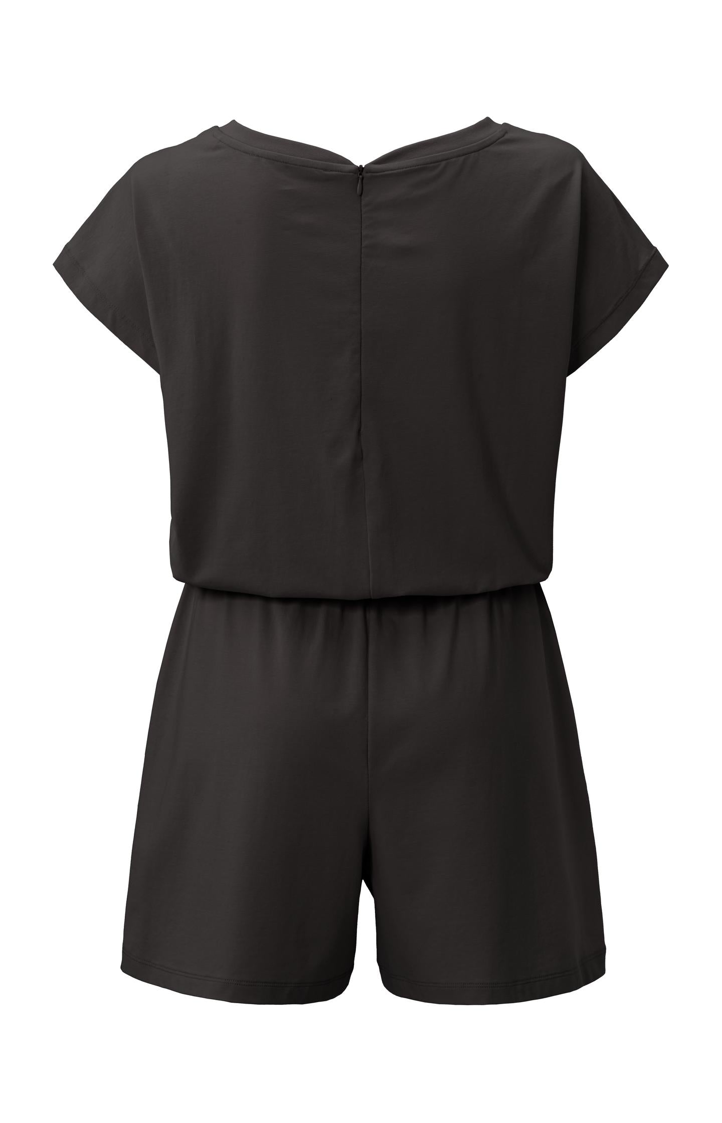 Jersey playsuit with batwing sleeves and pockets