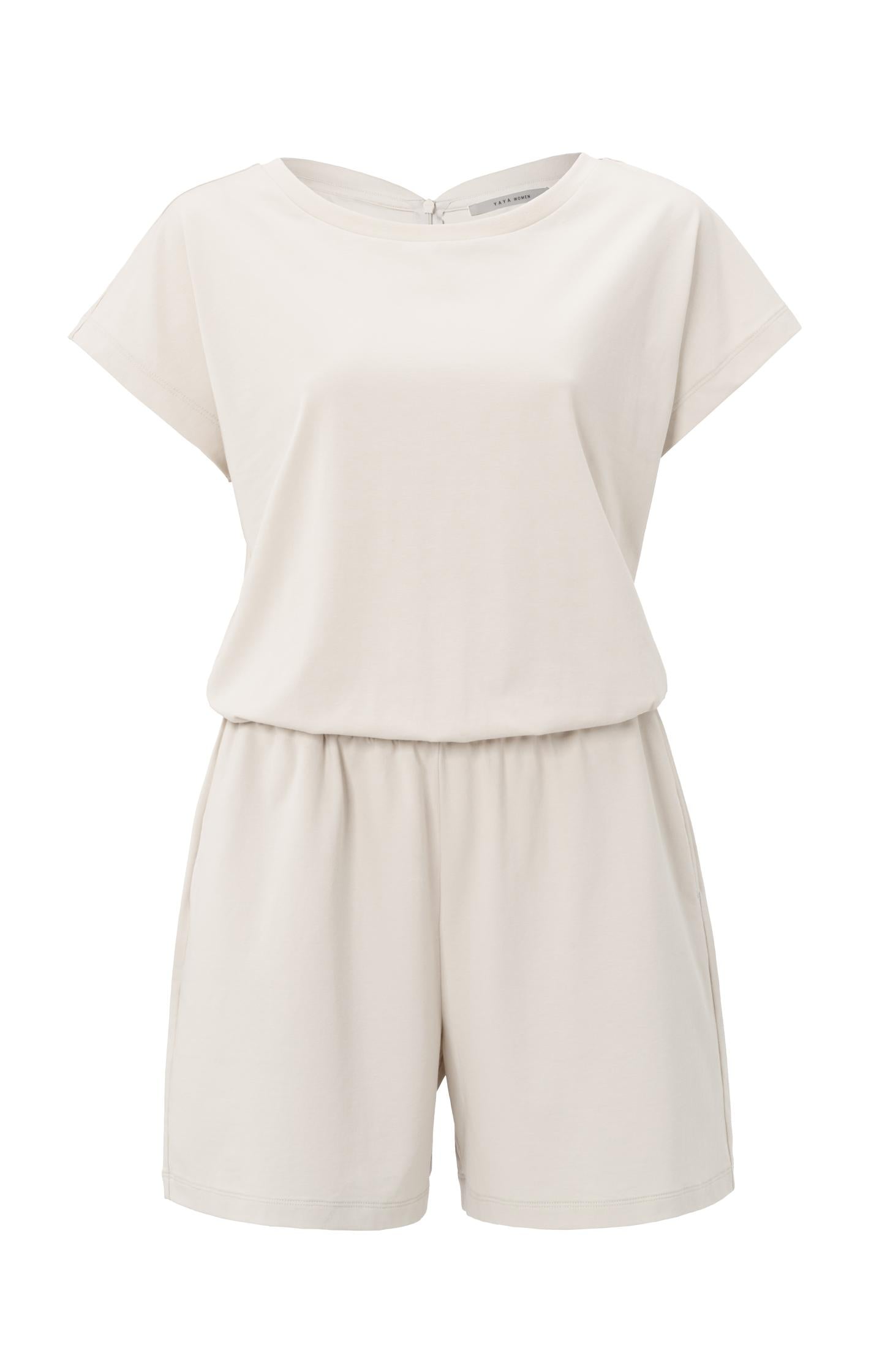 Jersey playsuit with batwing sleeves and pockets - Type: product