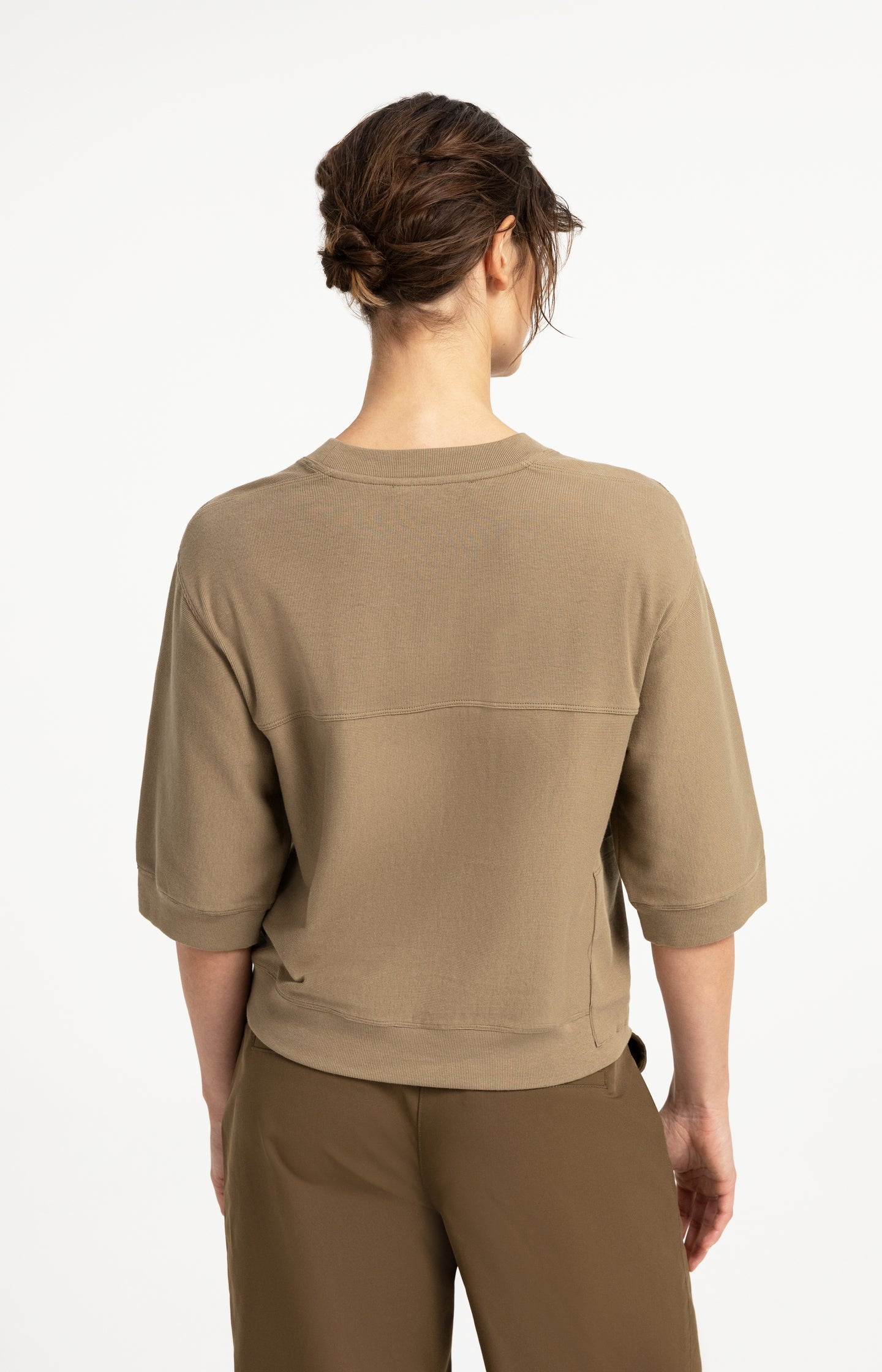 Jersey rib top with short sleeves