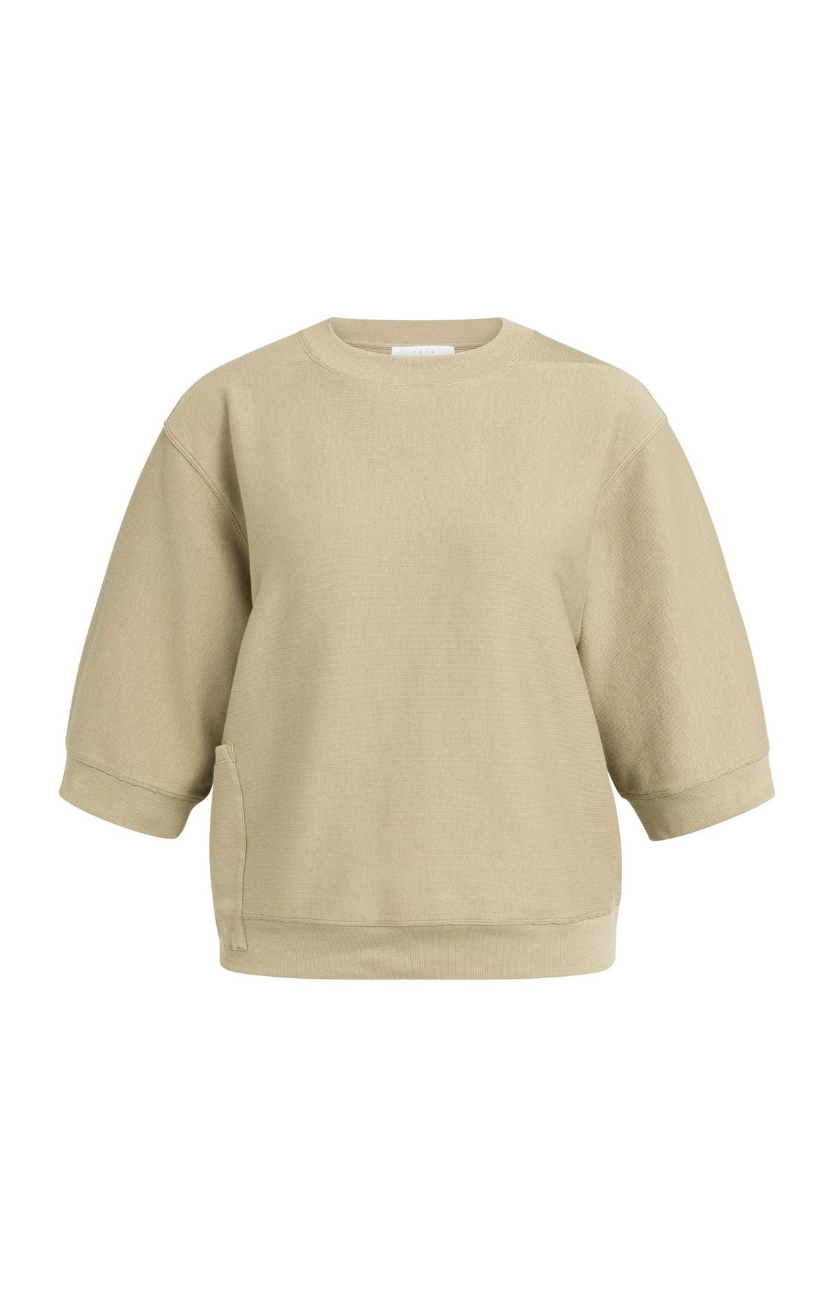 Jersey rib top with short sleeves - Green