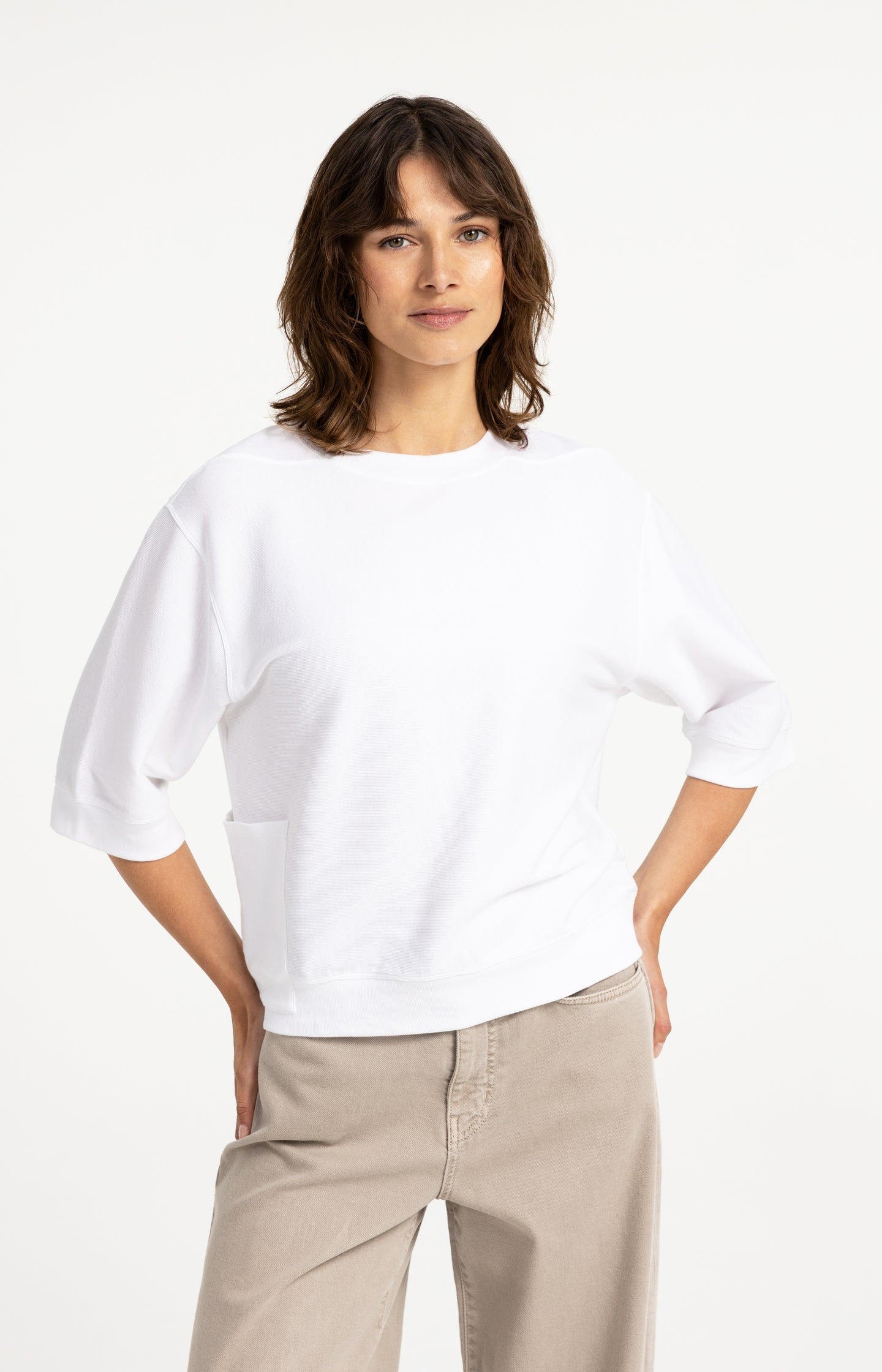 Jersey rib top with short sleeves