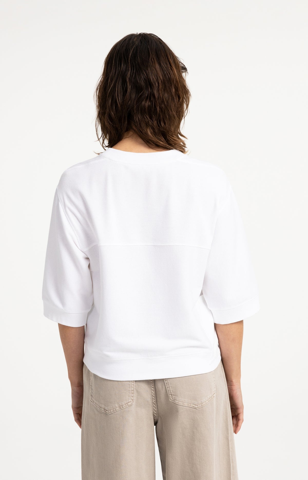 Jersey rib top with short sleeves - White