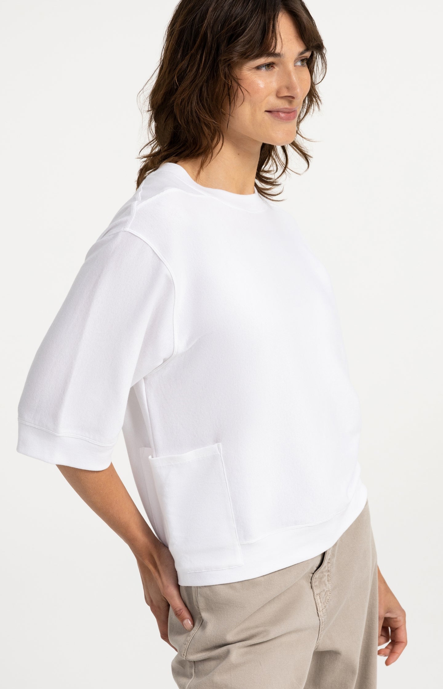 Jersey rib top with short sleeves