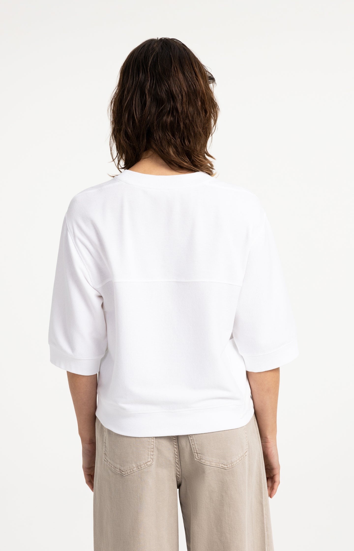 Jersey rib top with short sleeves