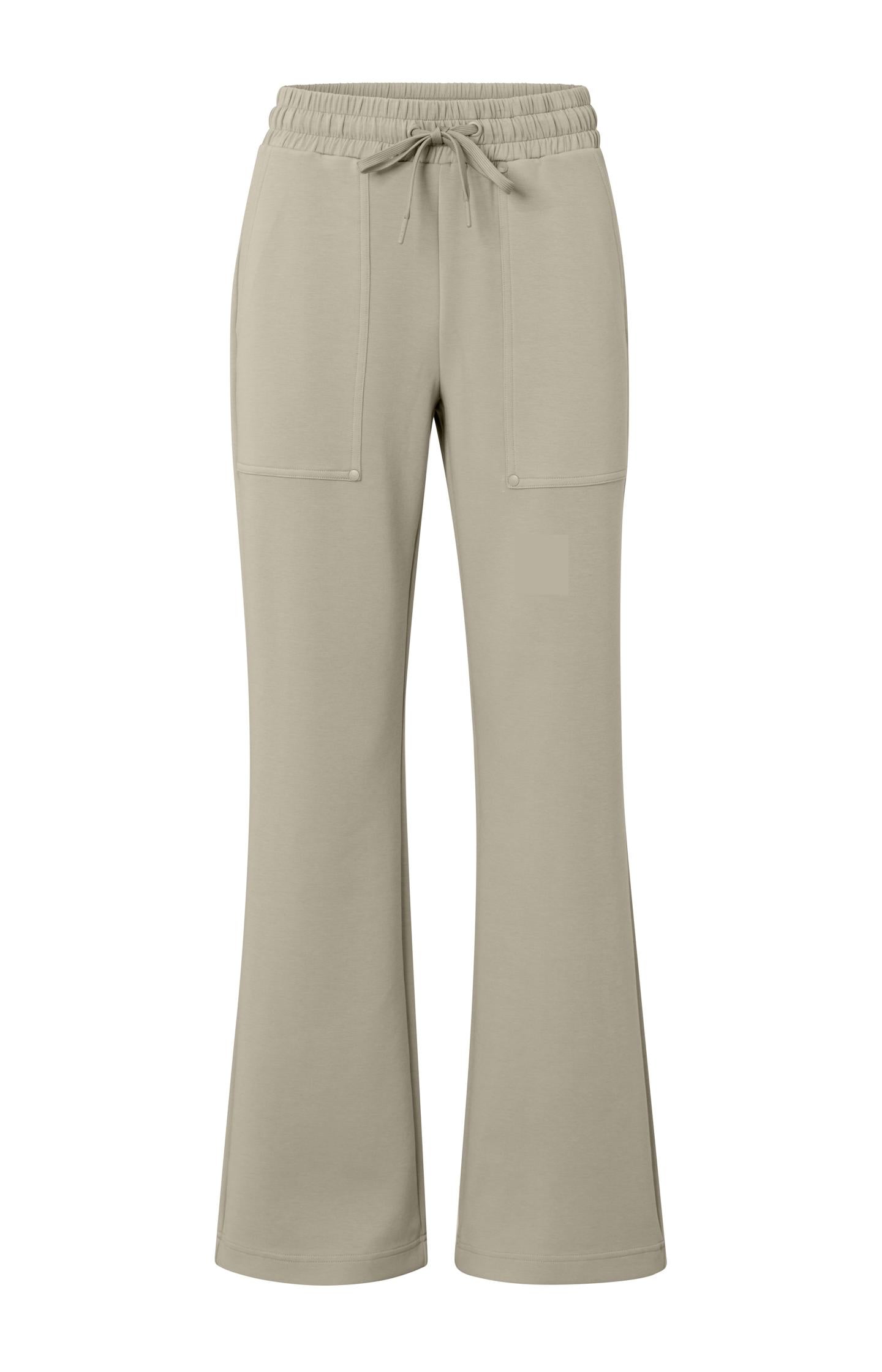 Jersey scuba trousers with flared leg, drawstring and pocket - Type: product