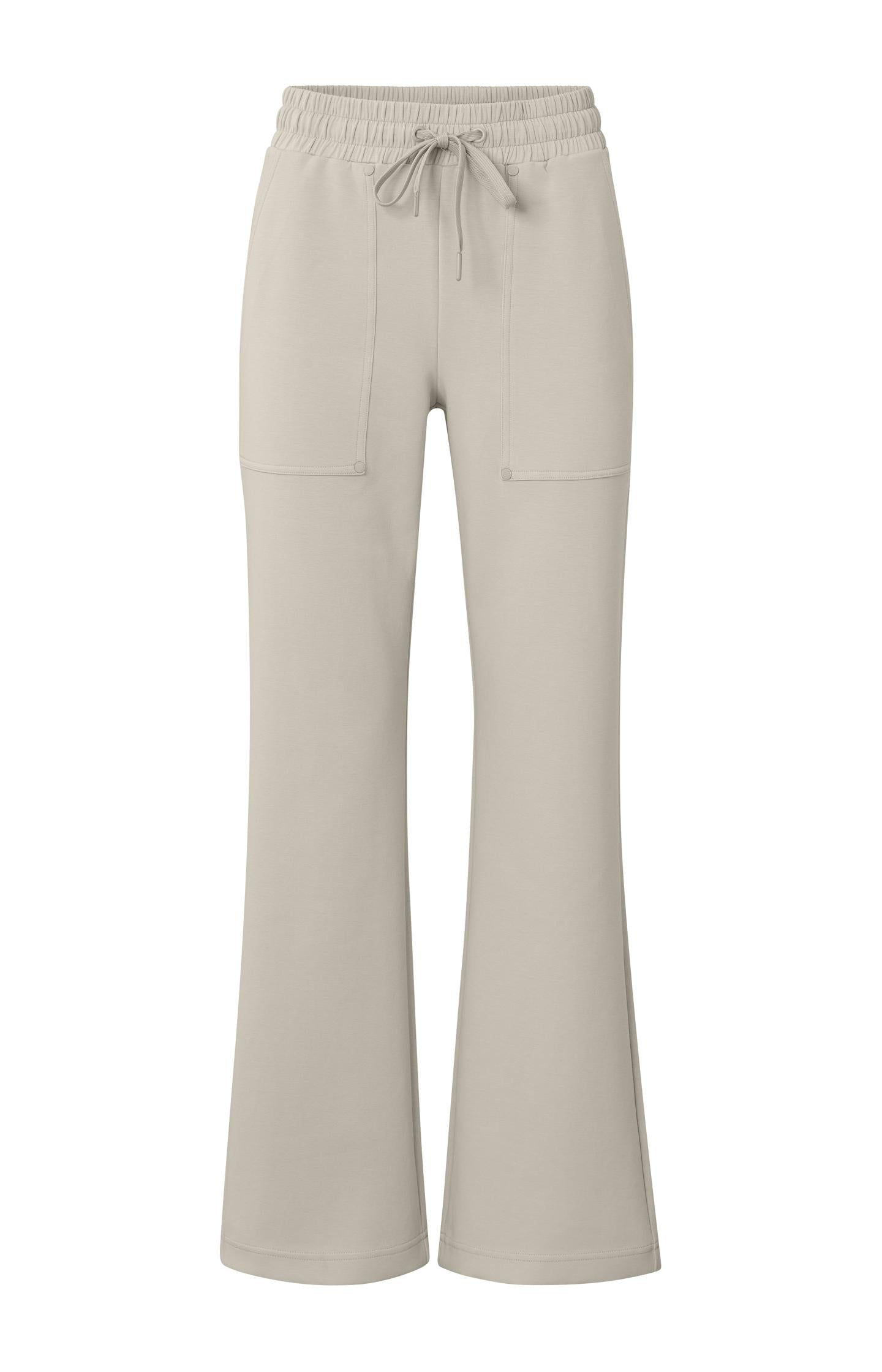 Jersey scuba trousers with flared leg, drawstring and pocket - Type: product