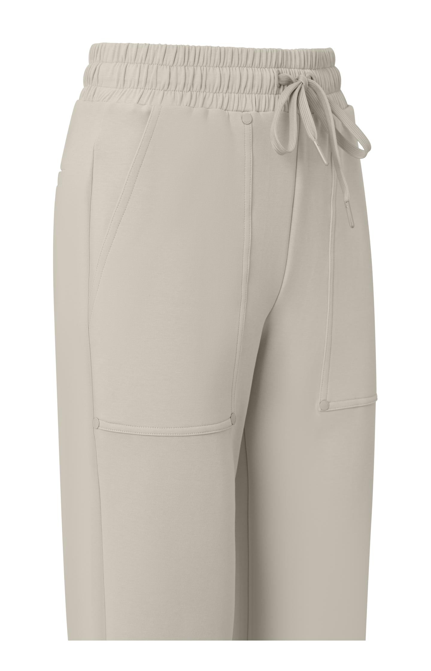 Jersey scuba trousers with flared leg, drawstring and pocket