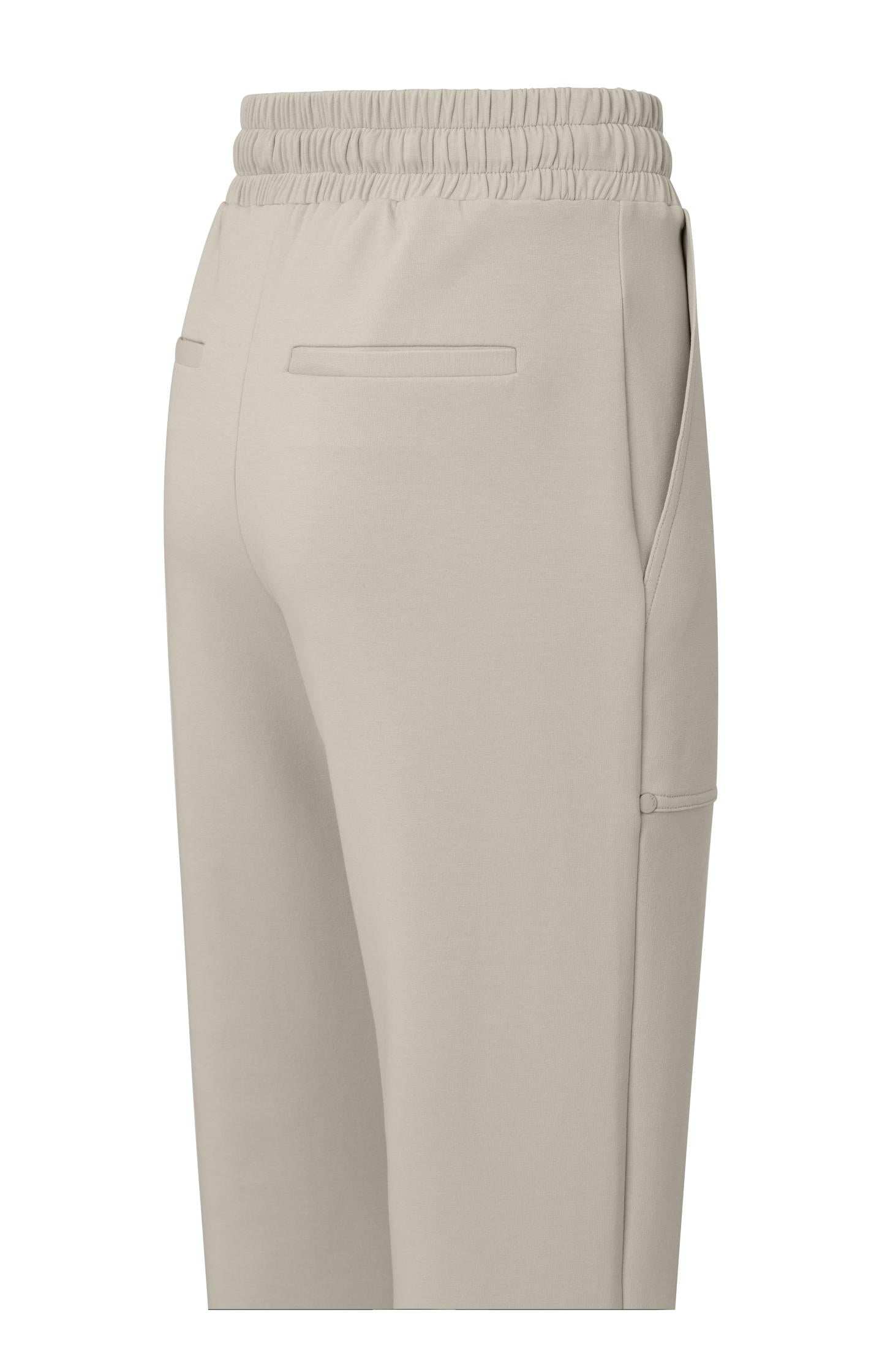 Jersey scuba trousers with flared leg, drawstring and pocket