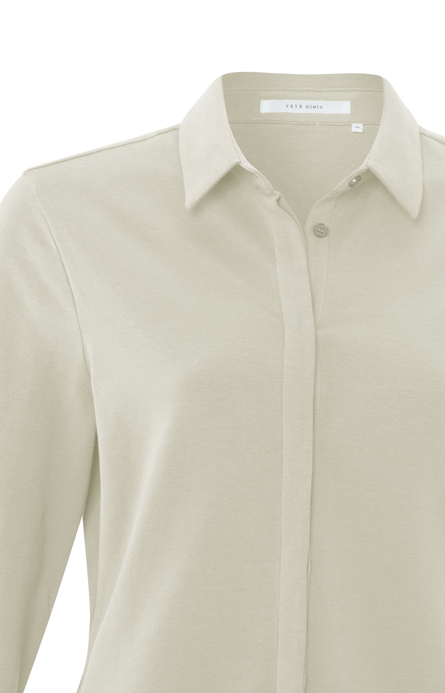 Jersey shirt with a collar, long sleeves and buttons