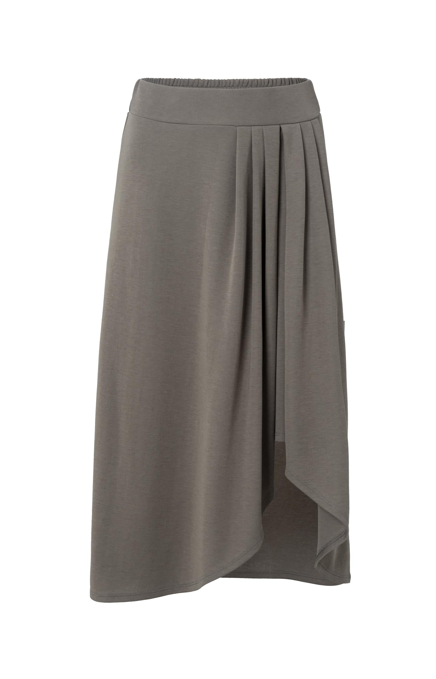 Jersey skirt with elastic waist and draped effect - Type: product