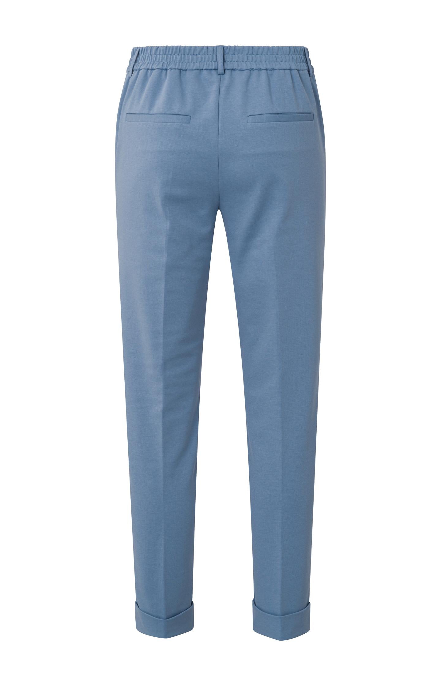 Jersey tailored trousers with elastic waist and pockets