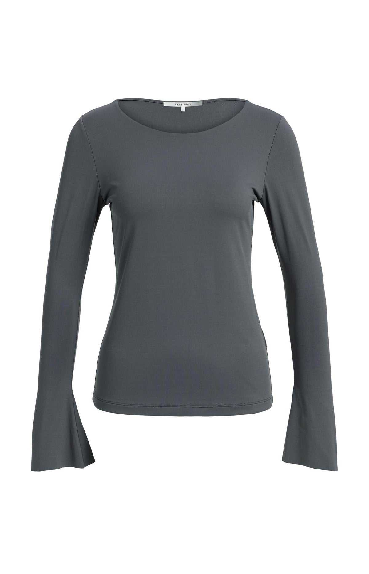 Jersey top with flared sleeves - Brown