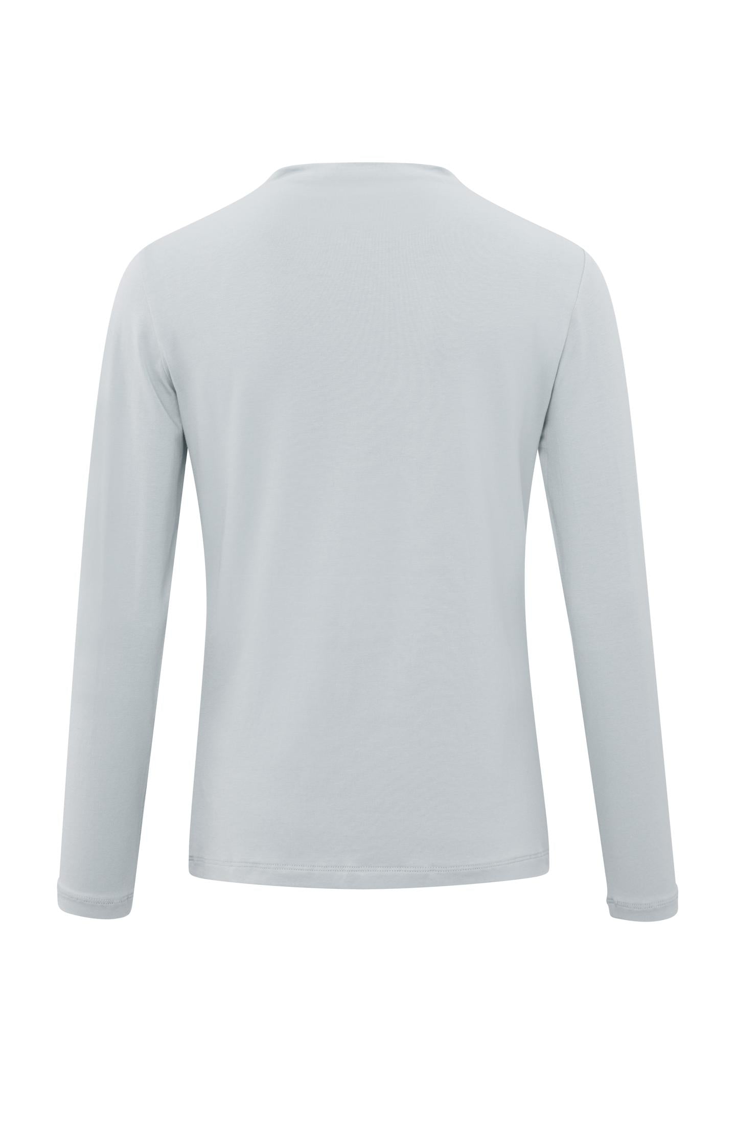 Jersey top with high drapeneck and long sleeves in slim fit