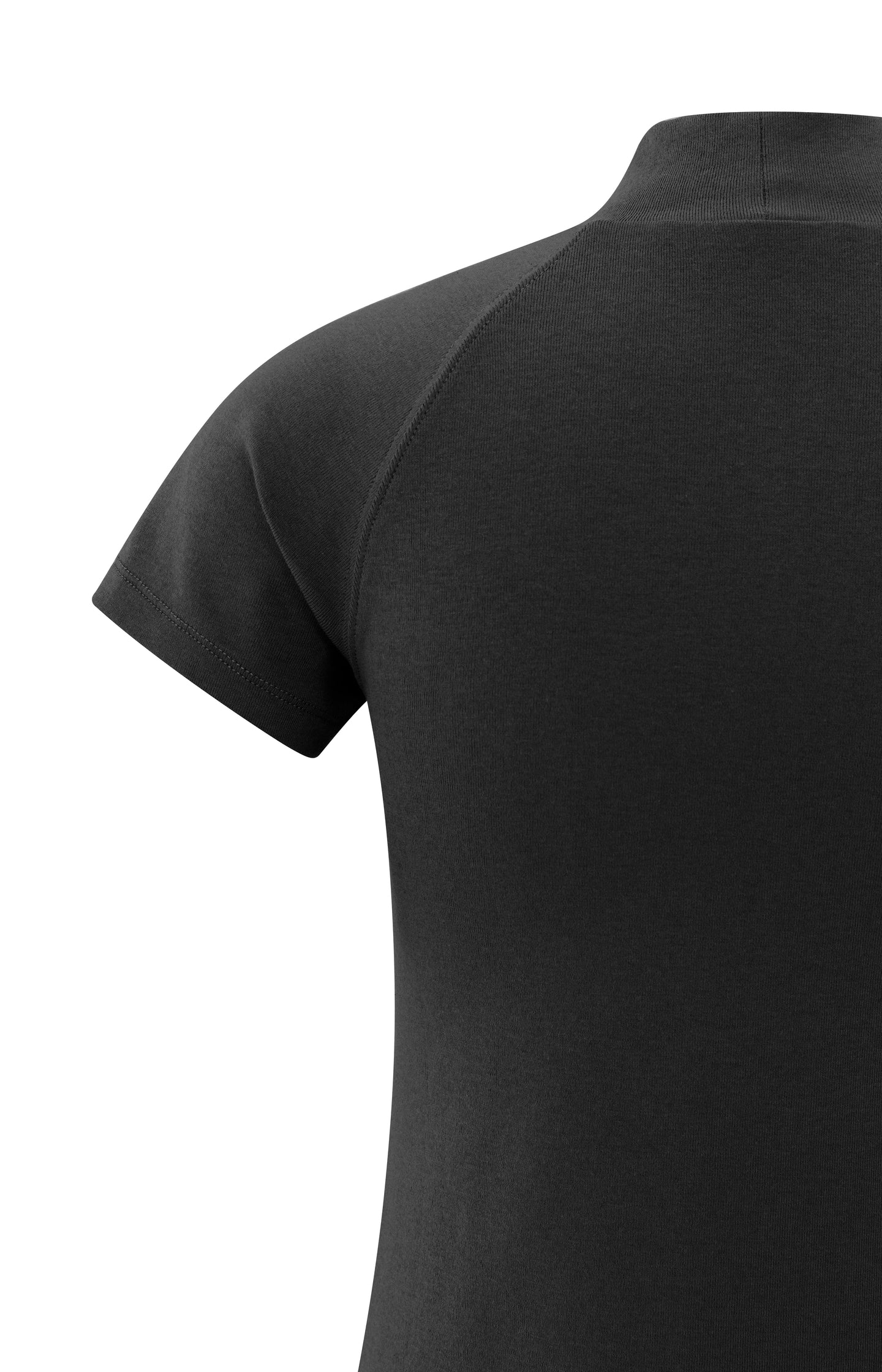 Jersey top with high neck and raglan sleeves