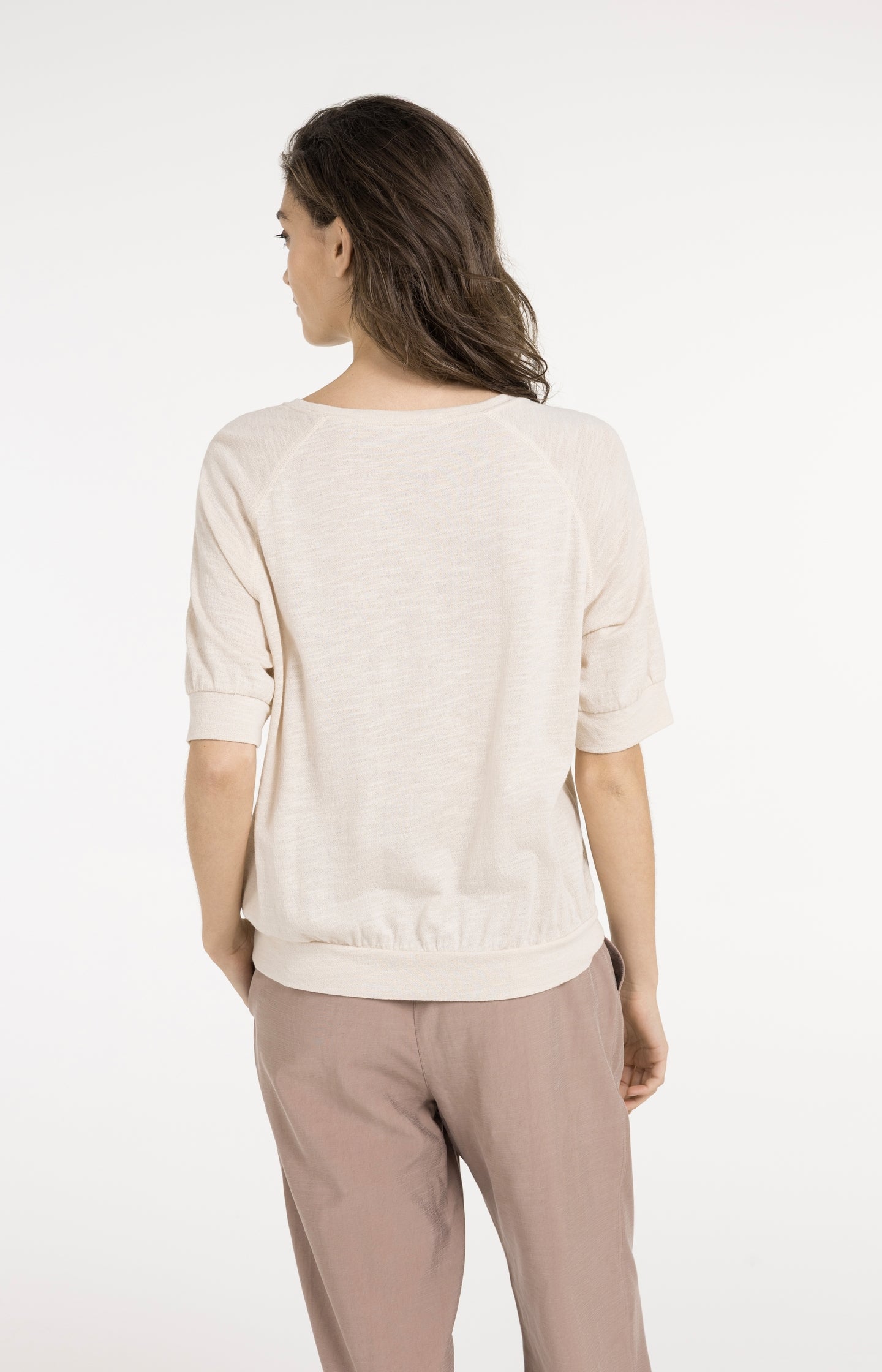 Jersey top with knitted texture
