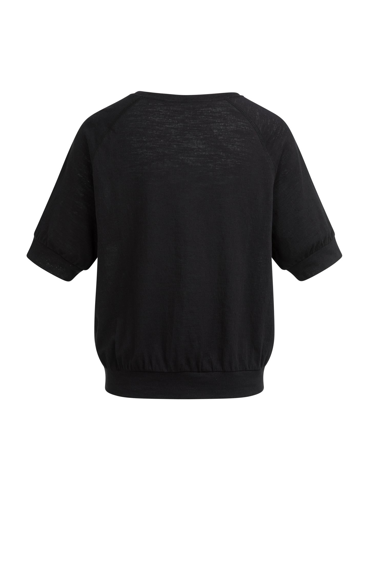 Jersey top with knitted texture