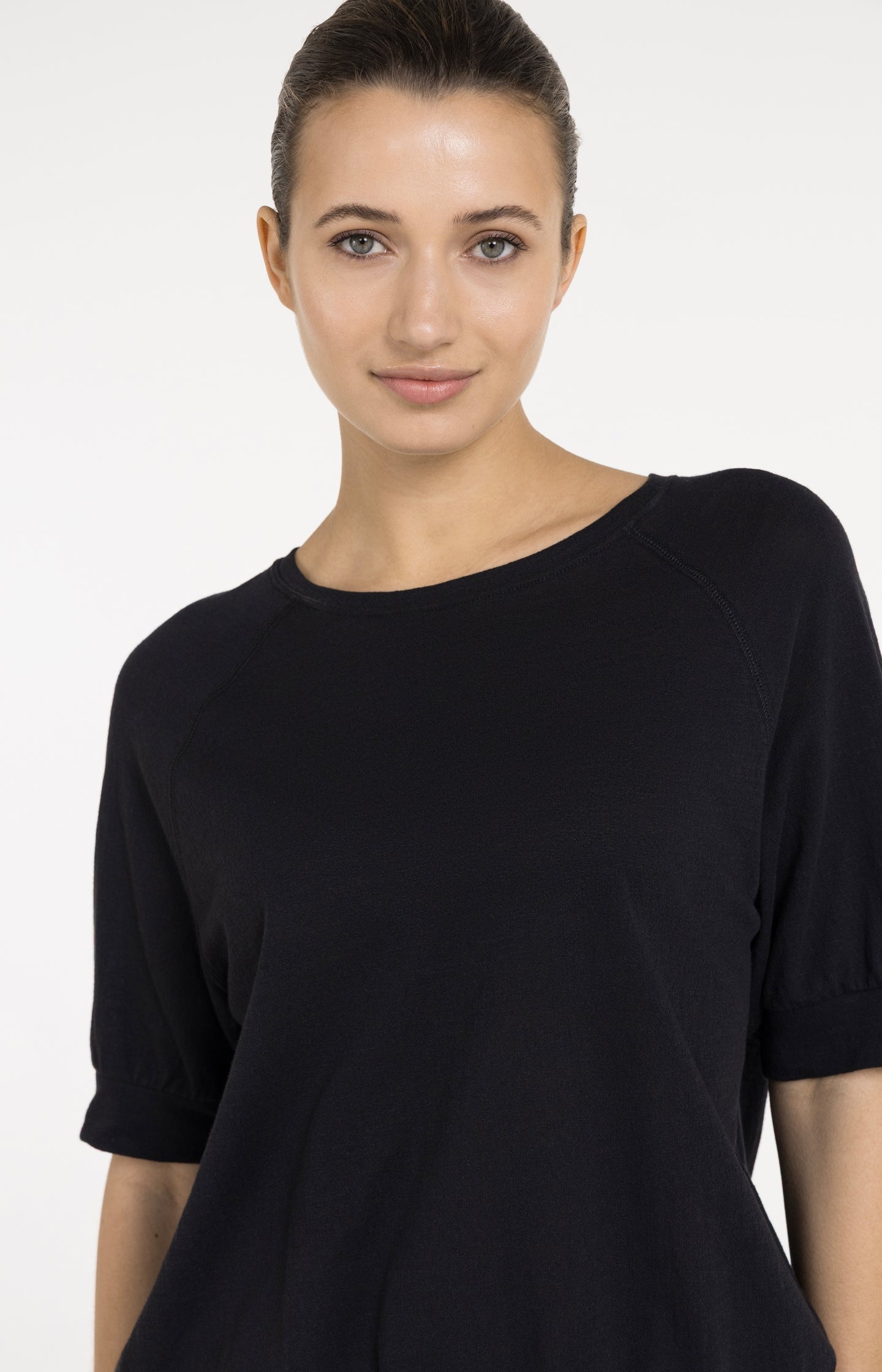 Jersey top with knitted texture