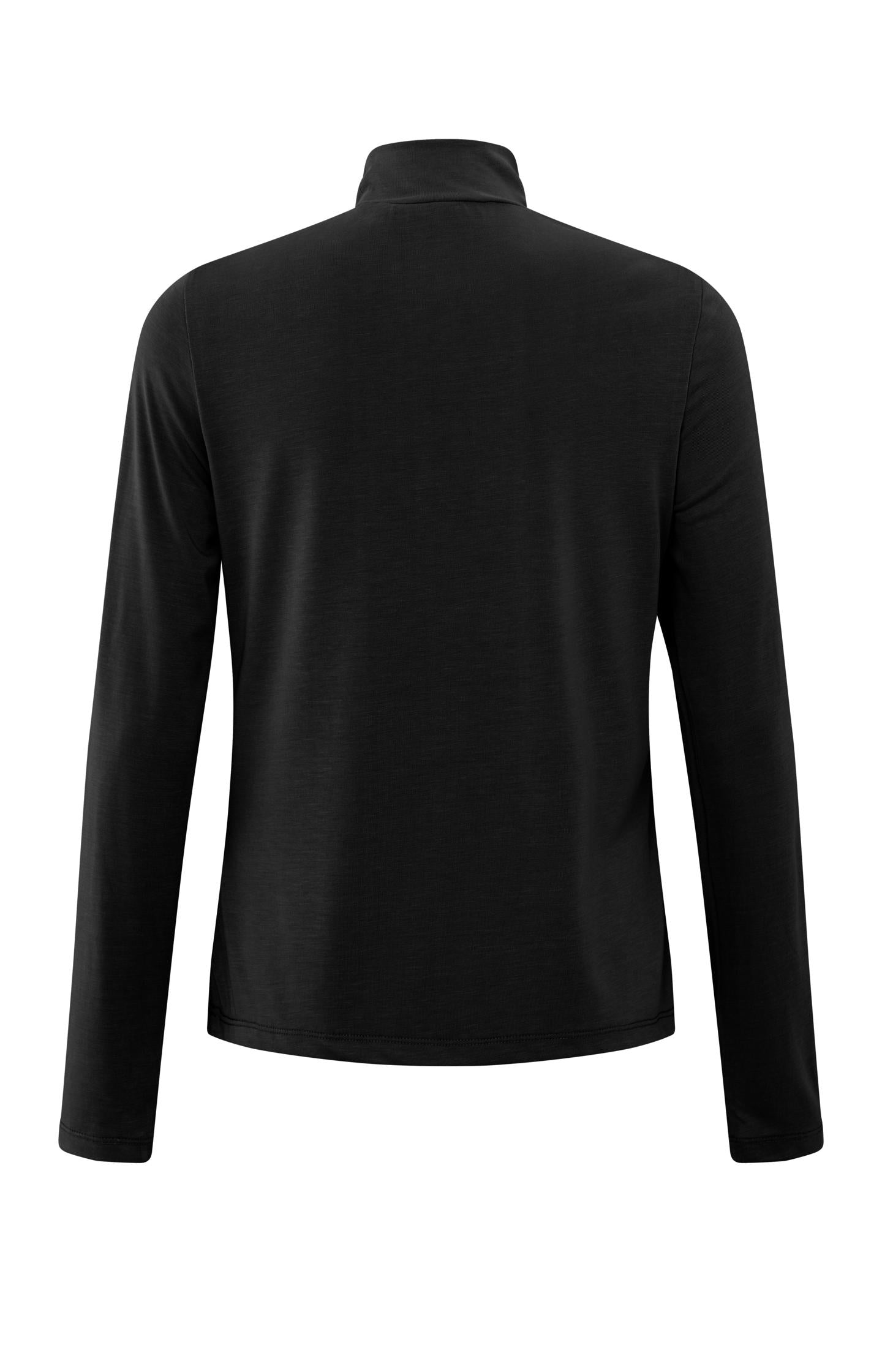 Jersey top with knotted high neck and long sleeves