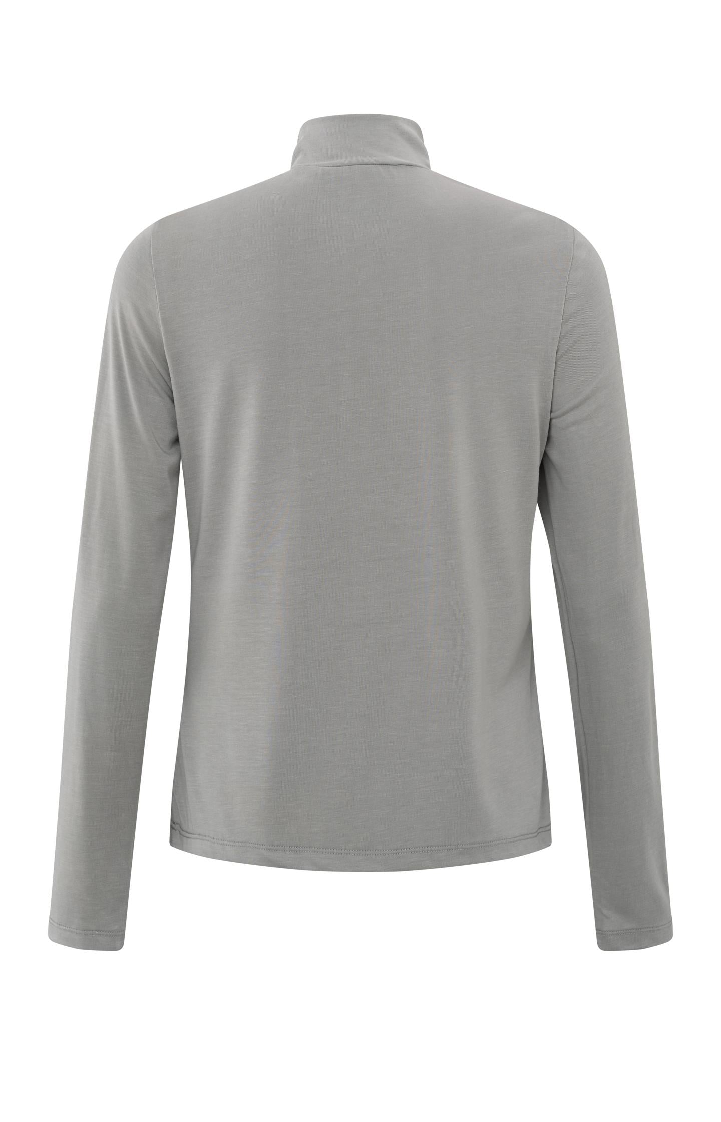 Jersey top with knotted high neck and long sleeves