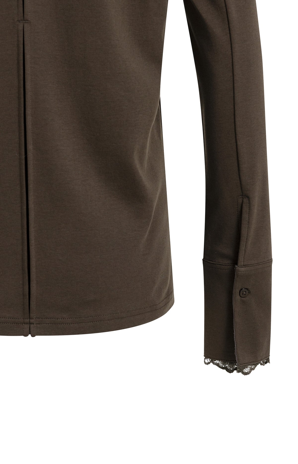 Jersey top met kanten manchetten - Delicioso Brown